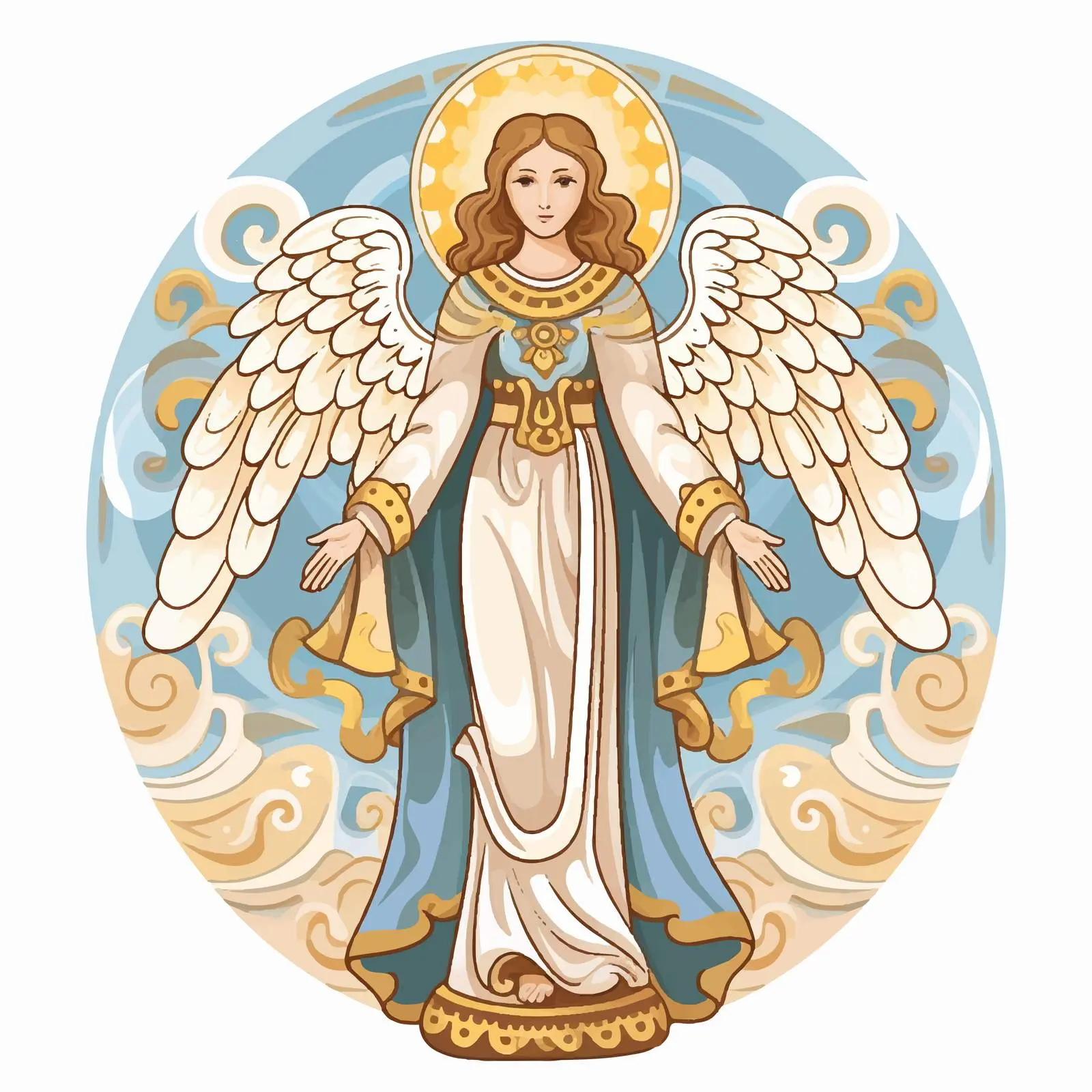 Byzantine Angel Illustration in Orthodox Style — free download from Dotvec