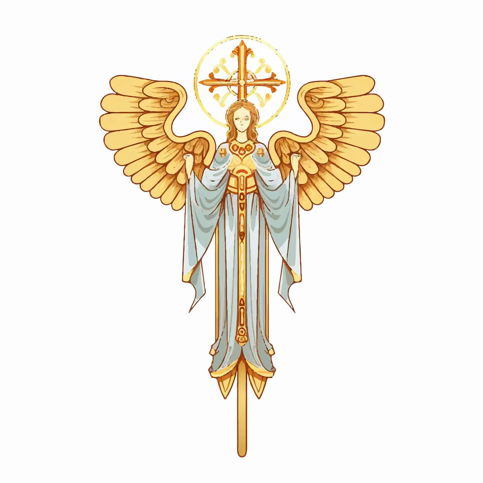 Orthodox Traditional Angel with Golden Cross — free download from Dotvec