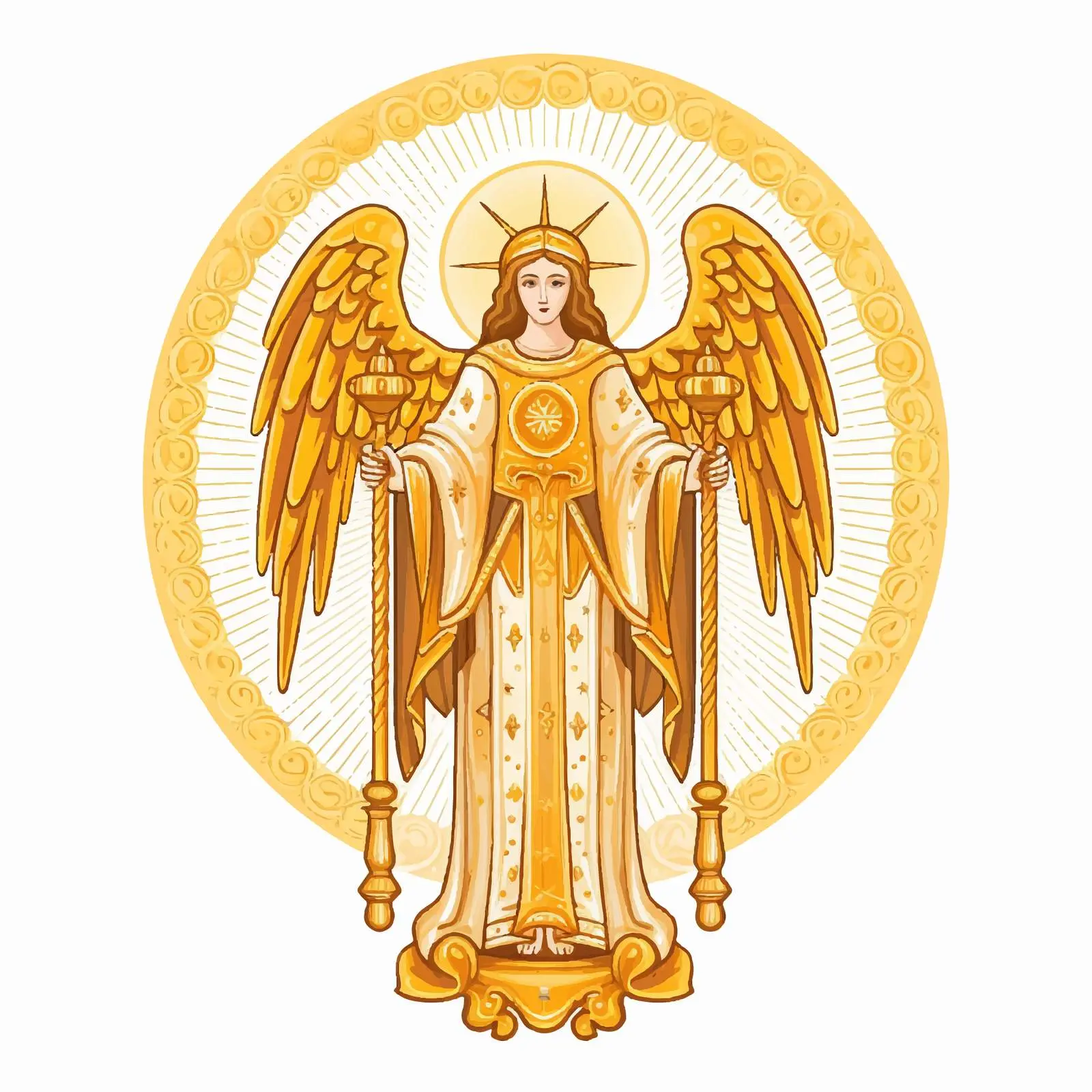 Orthodox Angel with Golden Christian Cross Vector — free download from Dotvec