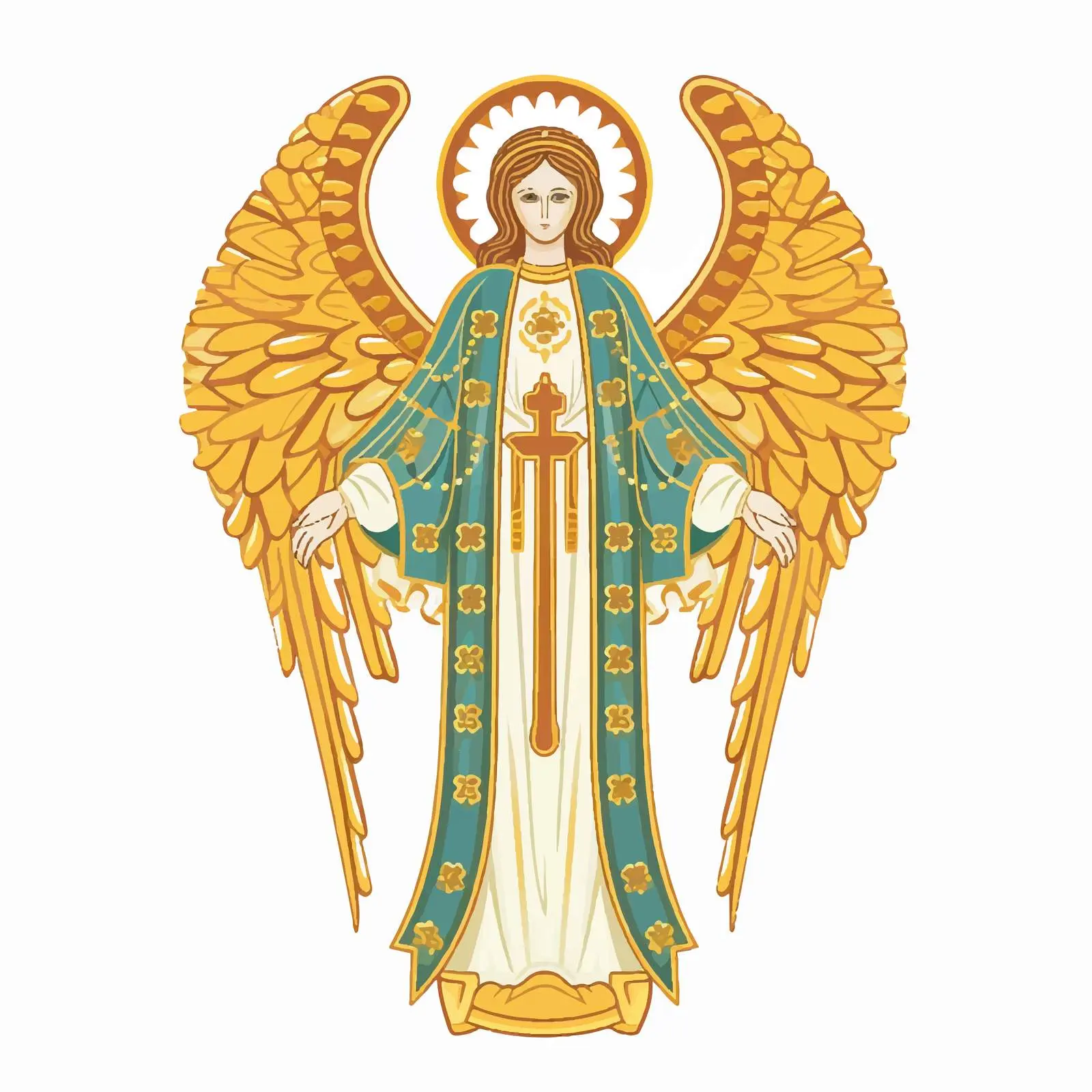 Traditional Orthodox Angel with Golden Cross — free download from Dotvec