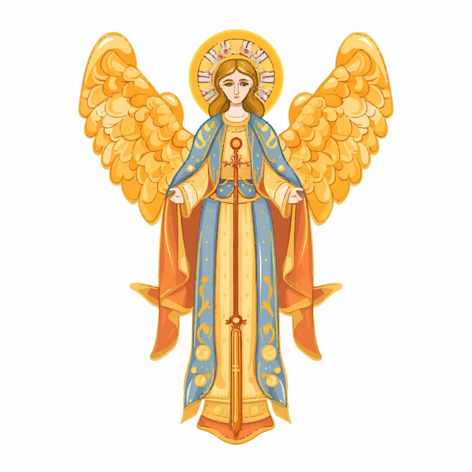 Traditional Orthodox Angel with Golden Cross – free holy cross image from Dotvec