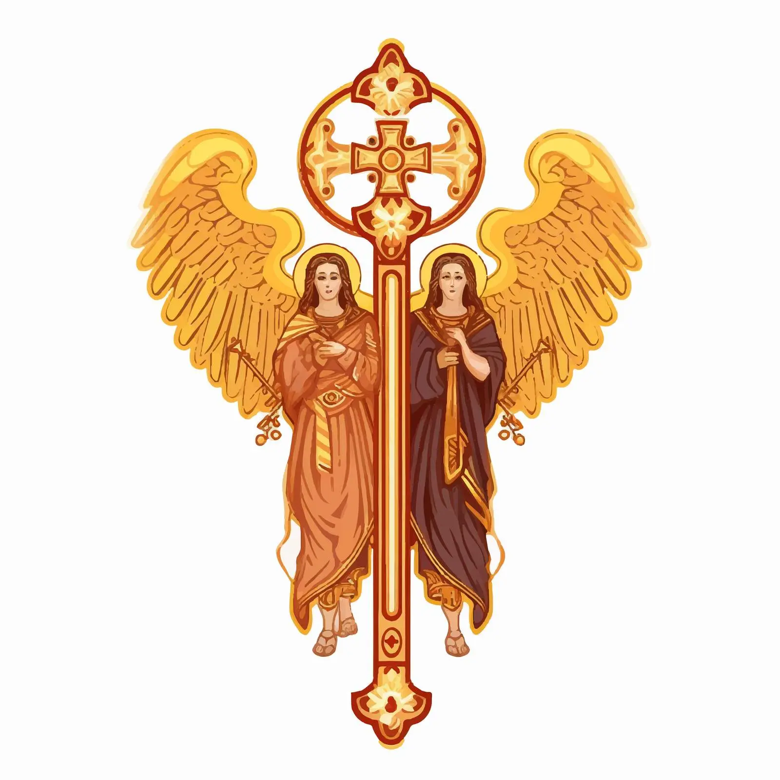 Orthodox Traditional Angels with Golden Cross – free golden cross image from Dotvec