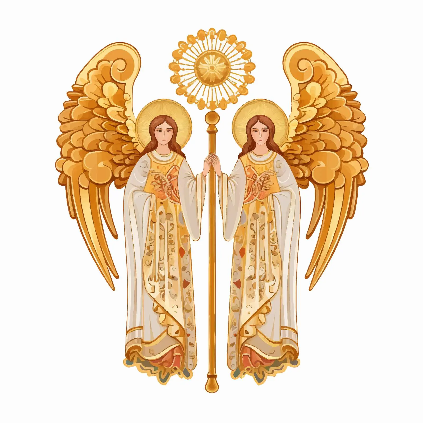 Traditional Orthodox Angels with Golden Cross — free download from Dotvec