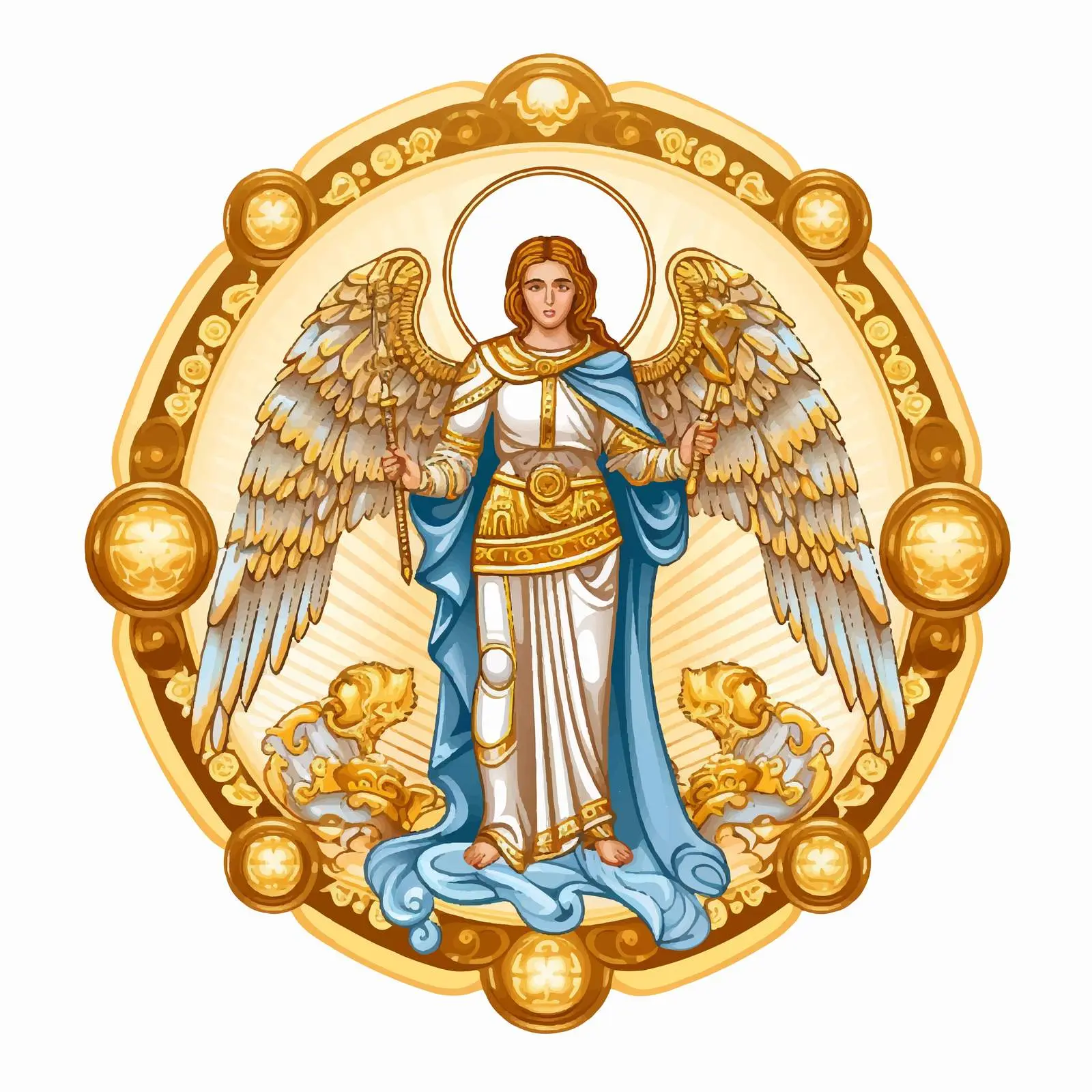 Traditional Image of Archangel Gabriel in Gold — free download from Dotvec