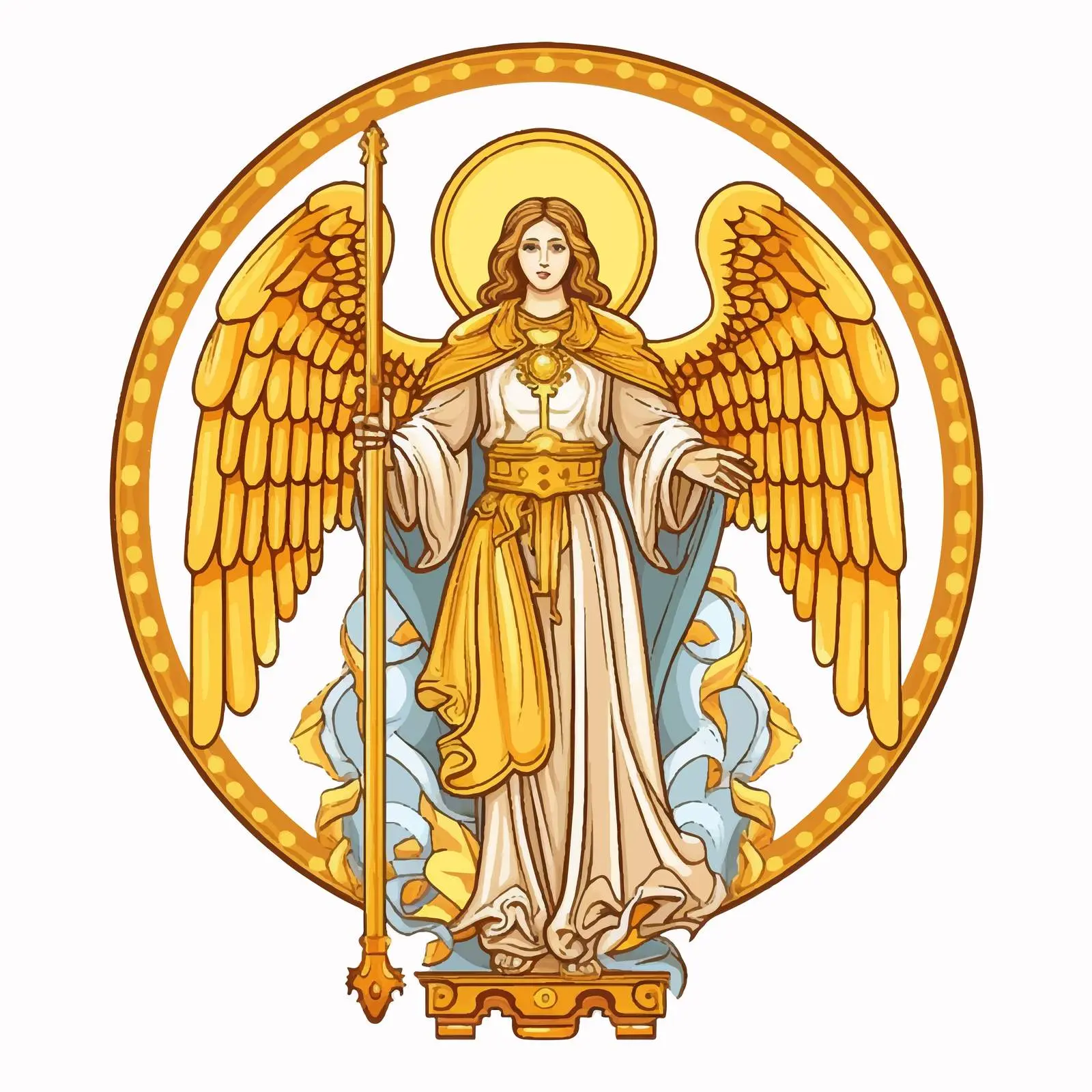 Traditional Orthodox Archangel Illustration in Gold — free download from Dotvec