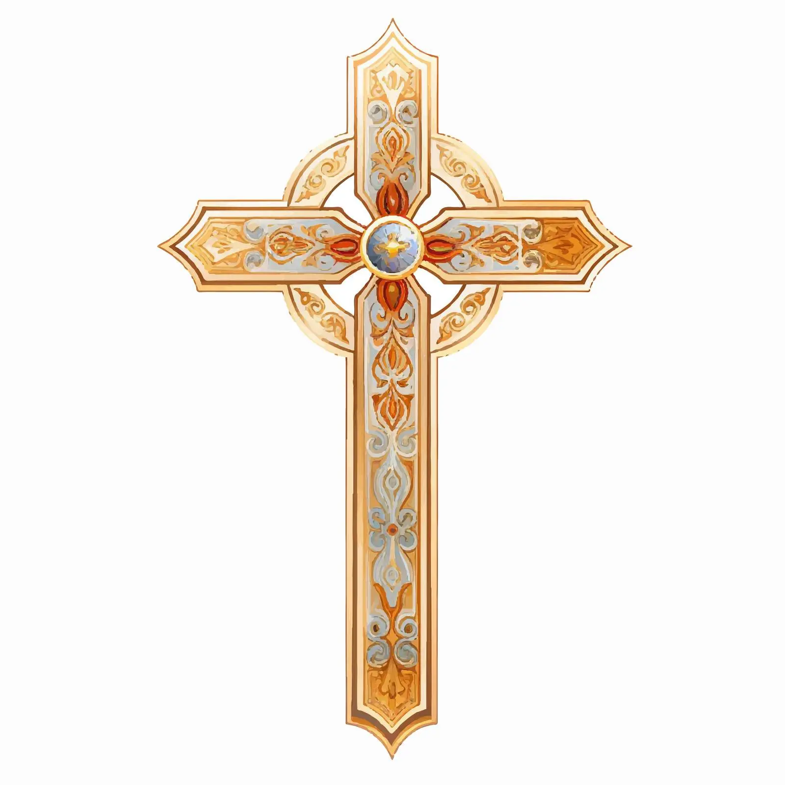 Golden Cross in Byzantine Style Artwork — free download from Dotvec