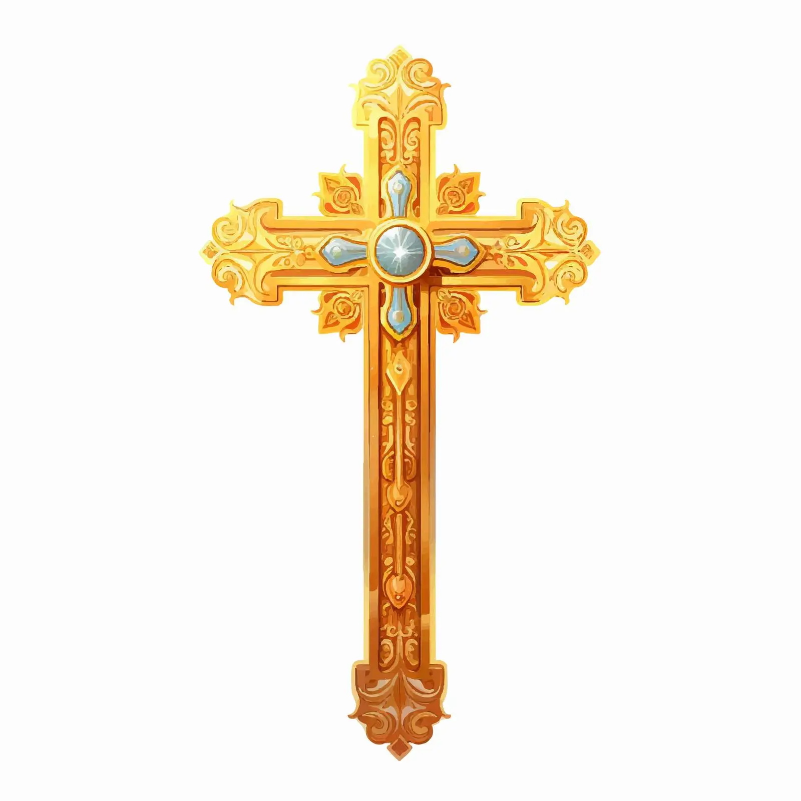 Byzantine Style Golden Cross Illustration — free download from Dotvec