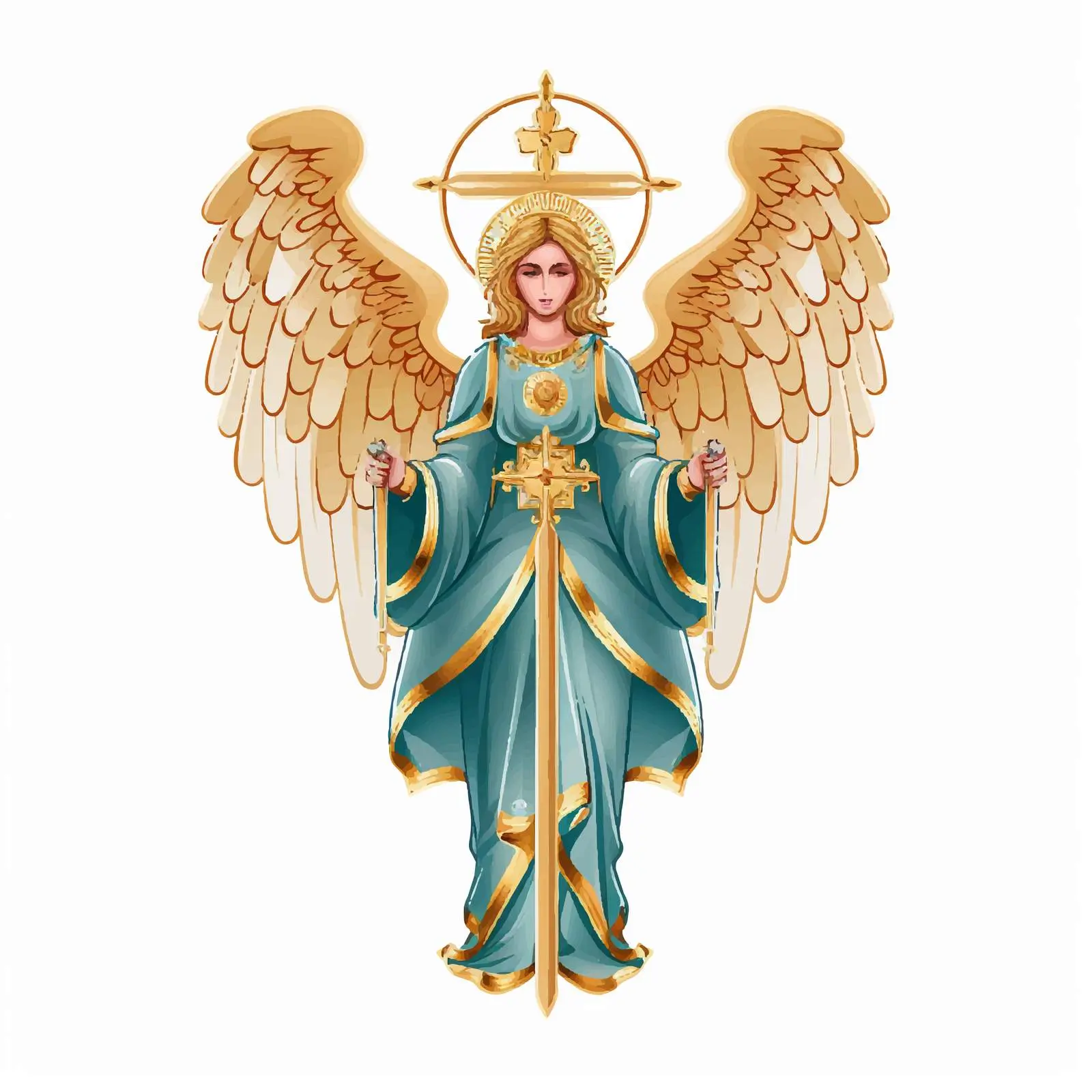 Traditional Orthodox Guardian Angel Illustration – free protector image from Dotvec