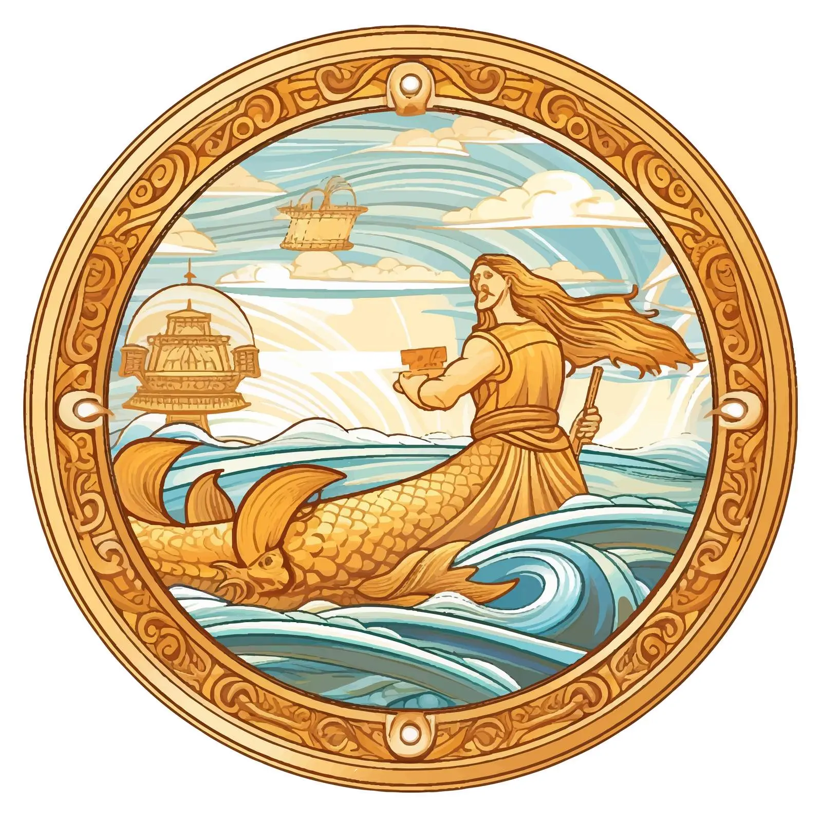 Orthodox Icon of Jonah and the Whale — free download from Dotvec