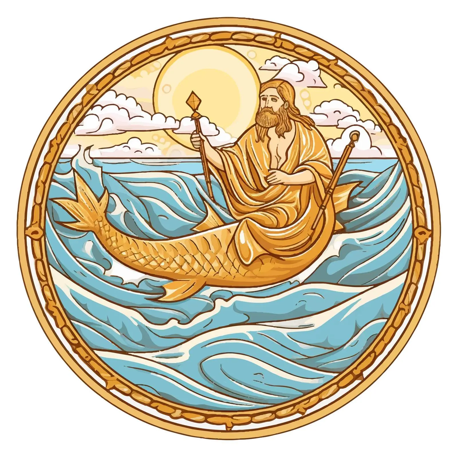 Orthodox Traditional Image of Jonah and the Whale — free download from Dotvec