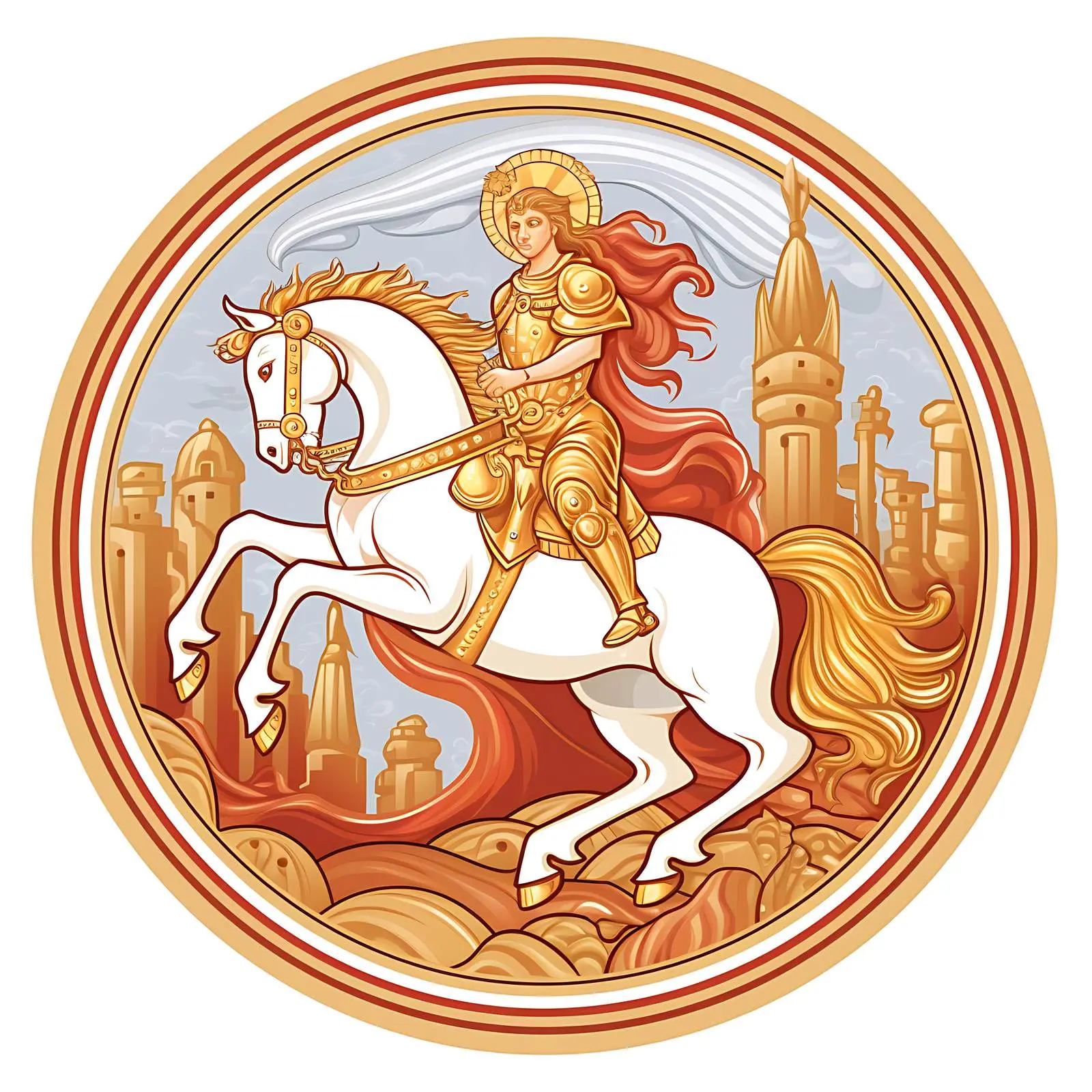 Saint George Defeating the Dragon Artwork – free vine image from Dotvec