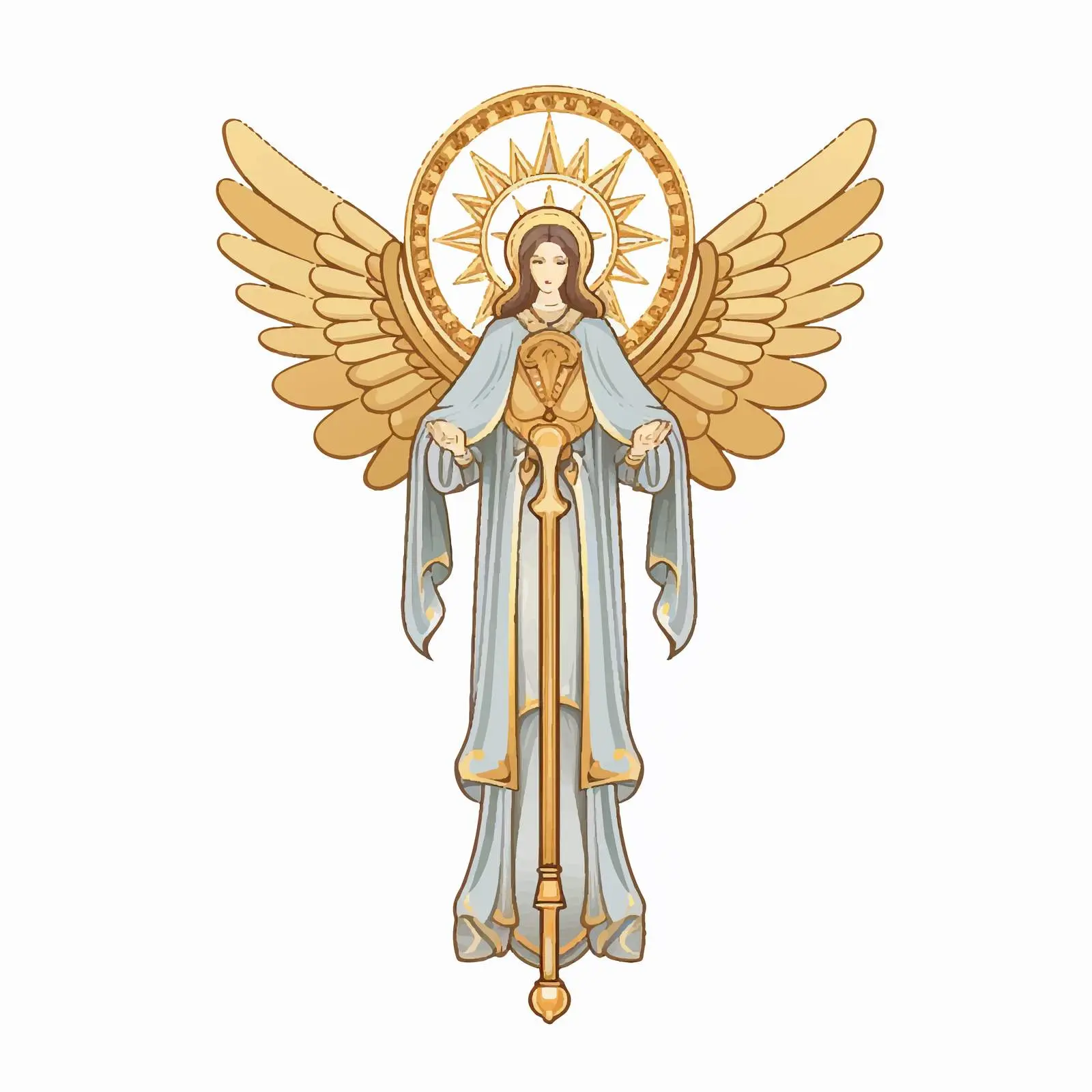 Traditional Orthodox Angel Image with Golden Cross — free download from Dotvec