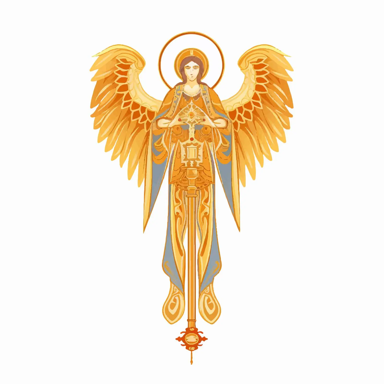Orthodox Traditional Angel Image with Golden Cross — free download from Dotvec