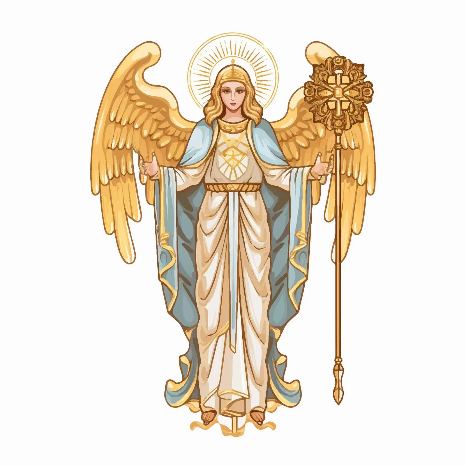 Traditional Orthodox Angel with Golden Cross Vector — free download from Dotvec