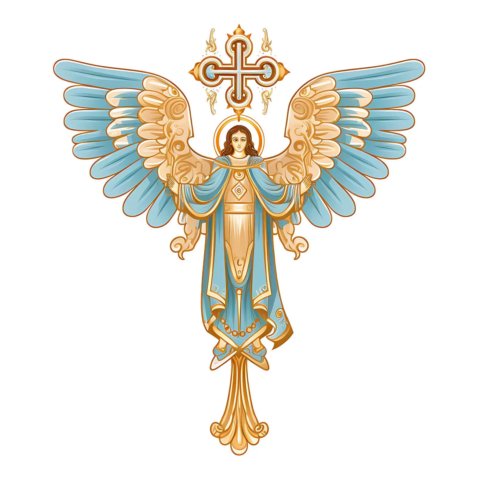 Golden Orthodox Angel Traditional Icon – free vine image from Dotvec