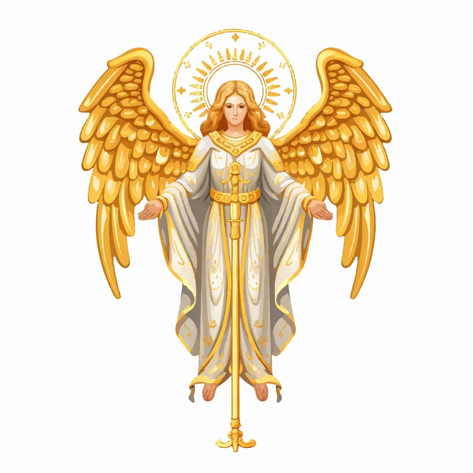 Traditional Orthodox Angel Icon with Golden Cross — free download from Dotvec