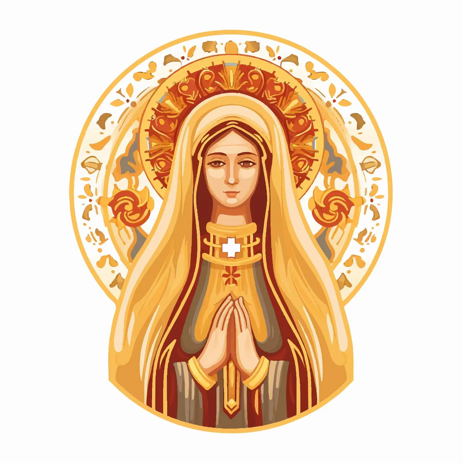 Traditional Orthodox Virgin Mary Icon in Gold — free download from Dotvec