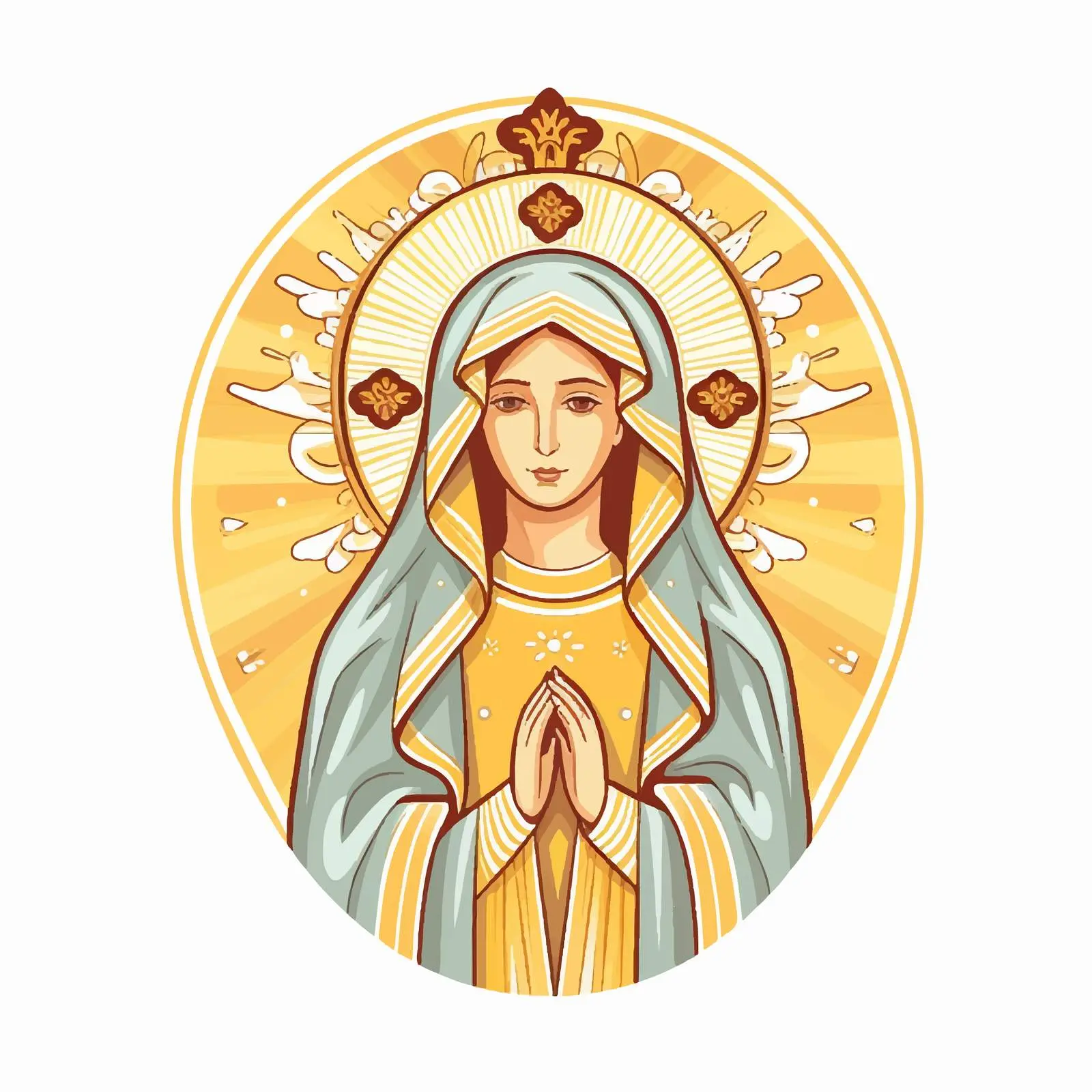 Traditional Orthodox Virgin Mary Image in Gold — free download from Dotvec