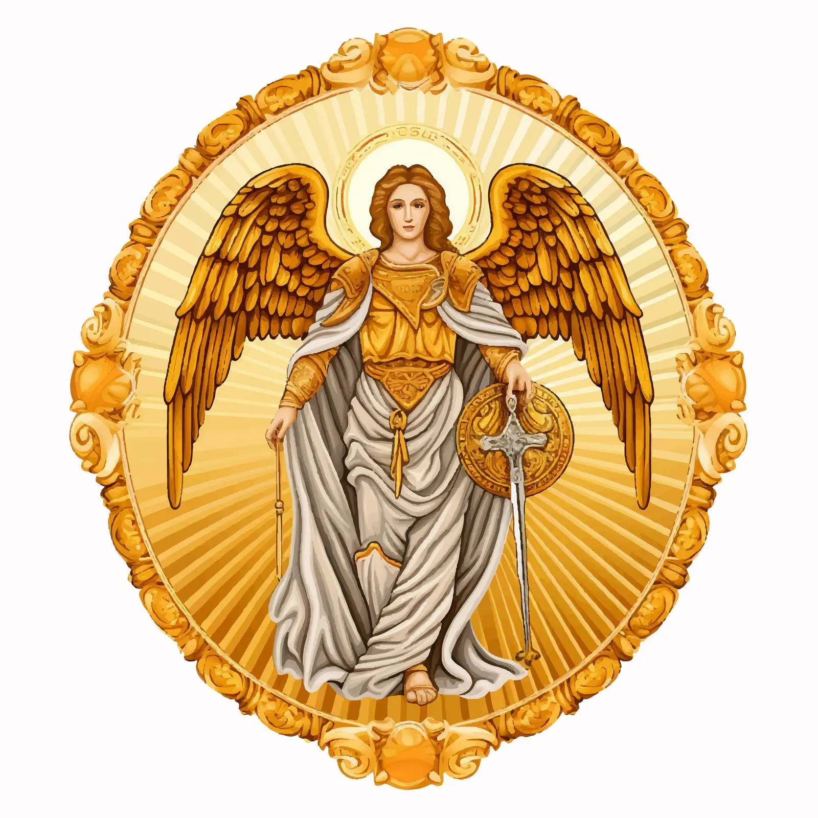 Golden Orthodox Archangel Traditional Christian Image — free download from Dotvec