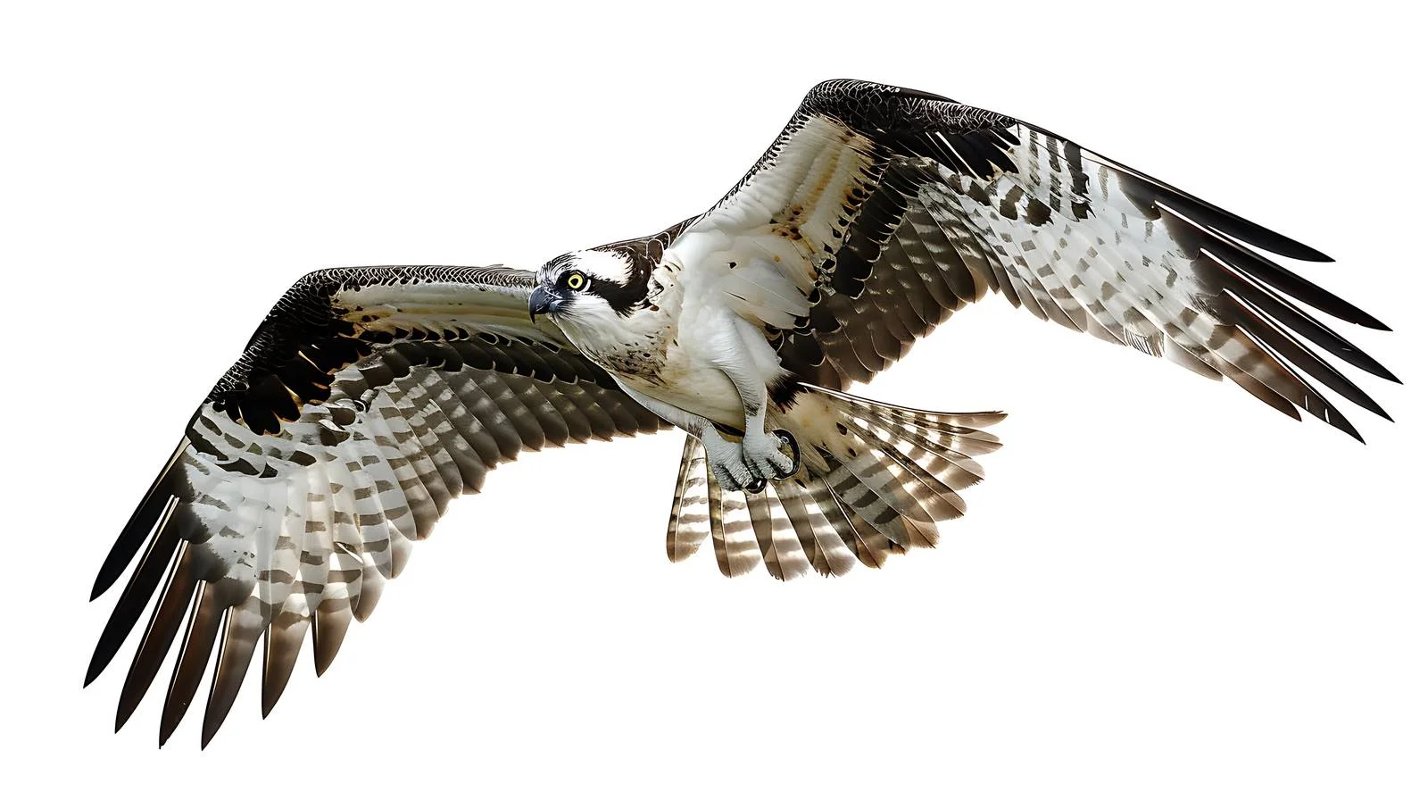 Osprey Hunting on Lake, White Background — free download from Dotvec