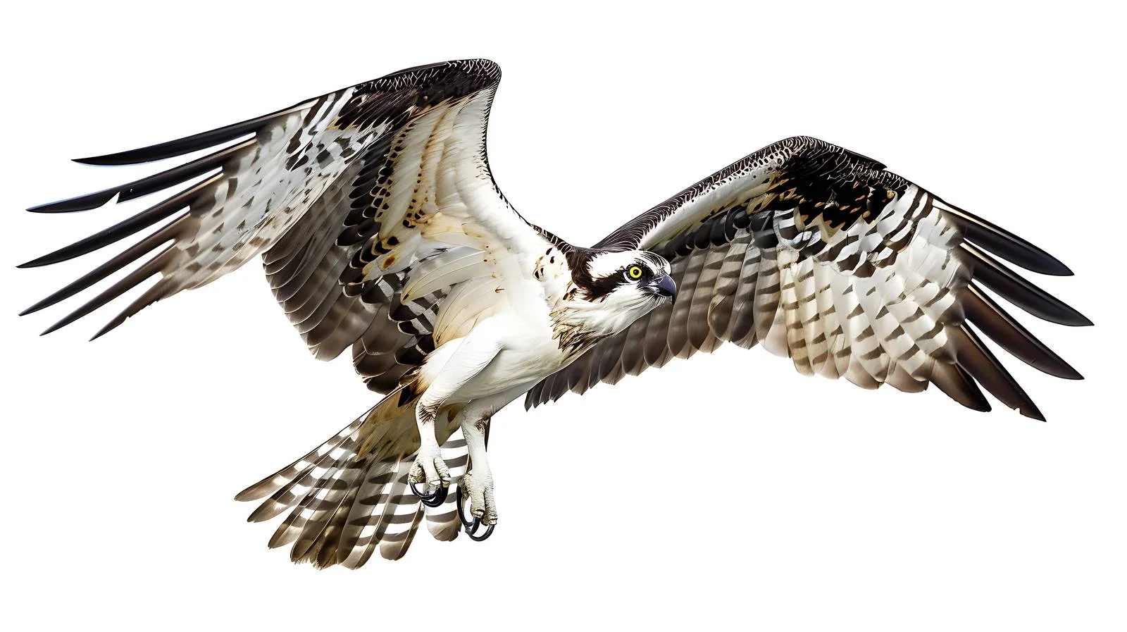 Osprey Hunting over Lake on White Background — free download from Dotvec