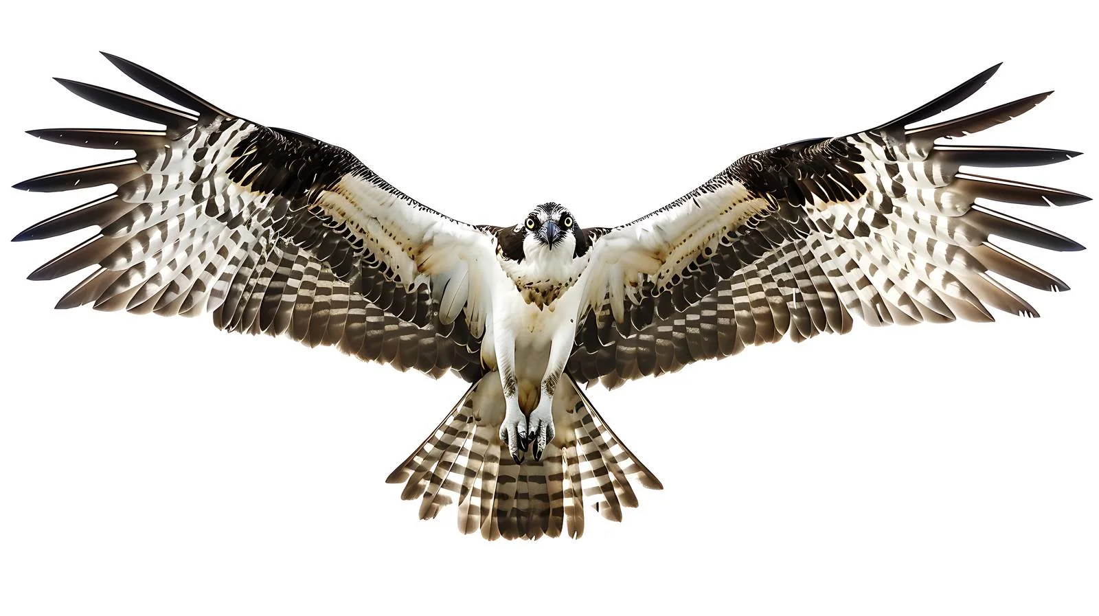 Osprey Hunting Over Lake Against White Background — free download from Dotvec