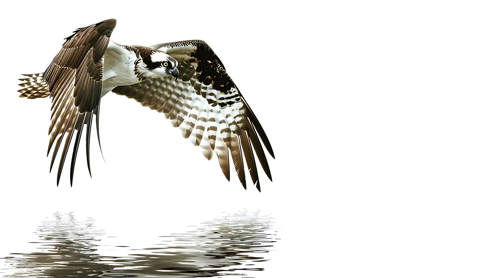 Osprey Hunting Over Lake, White Background — free download from Dotvec