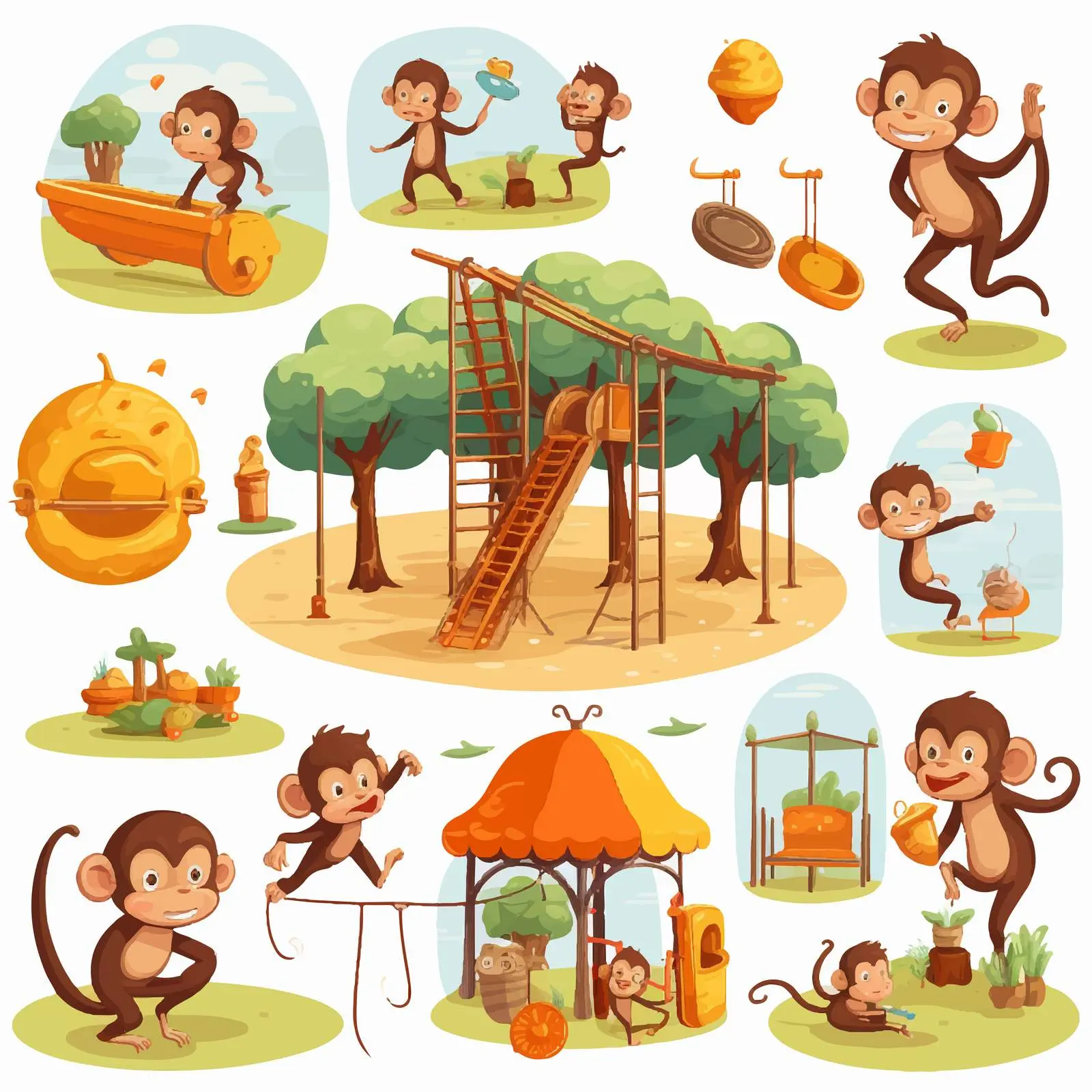 Little Monkeys Playing in Outdoor Park — free download from Dotvec