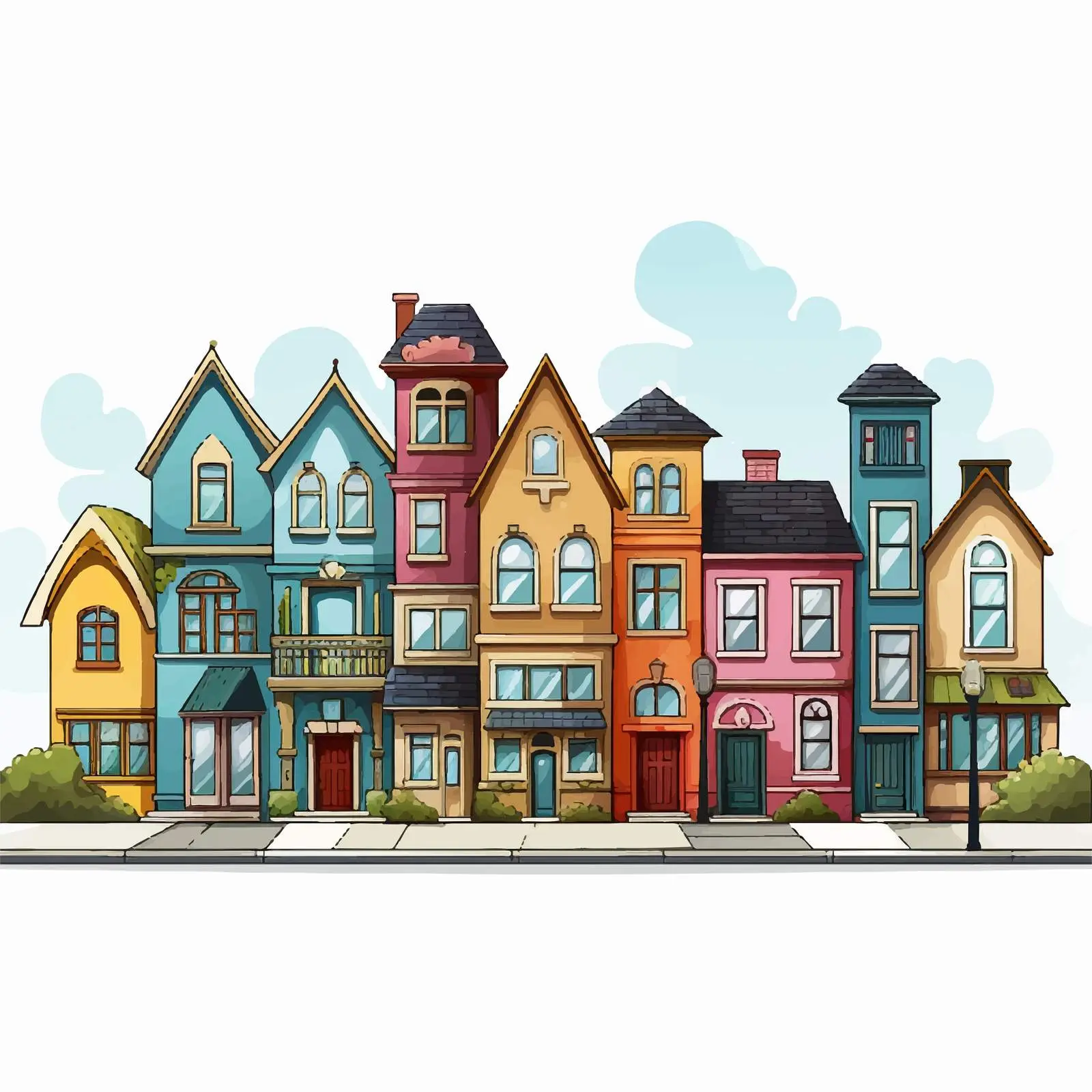 Charming Outdoor Scene with Multiple Houses — free download from Dotvec