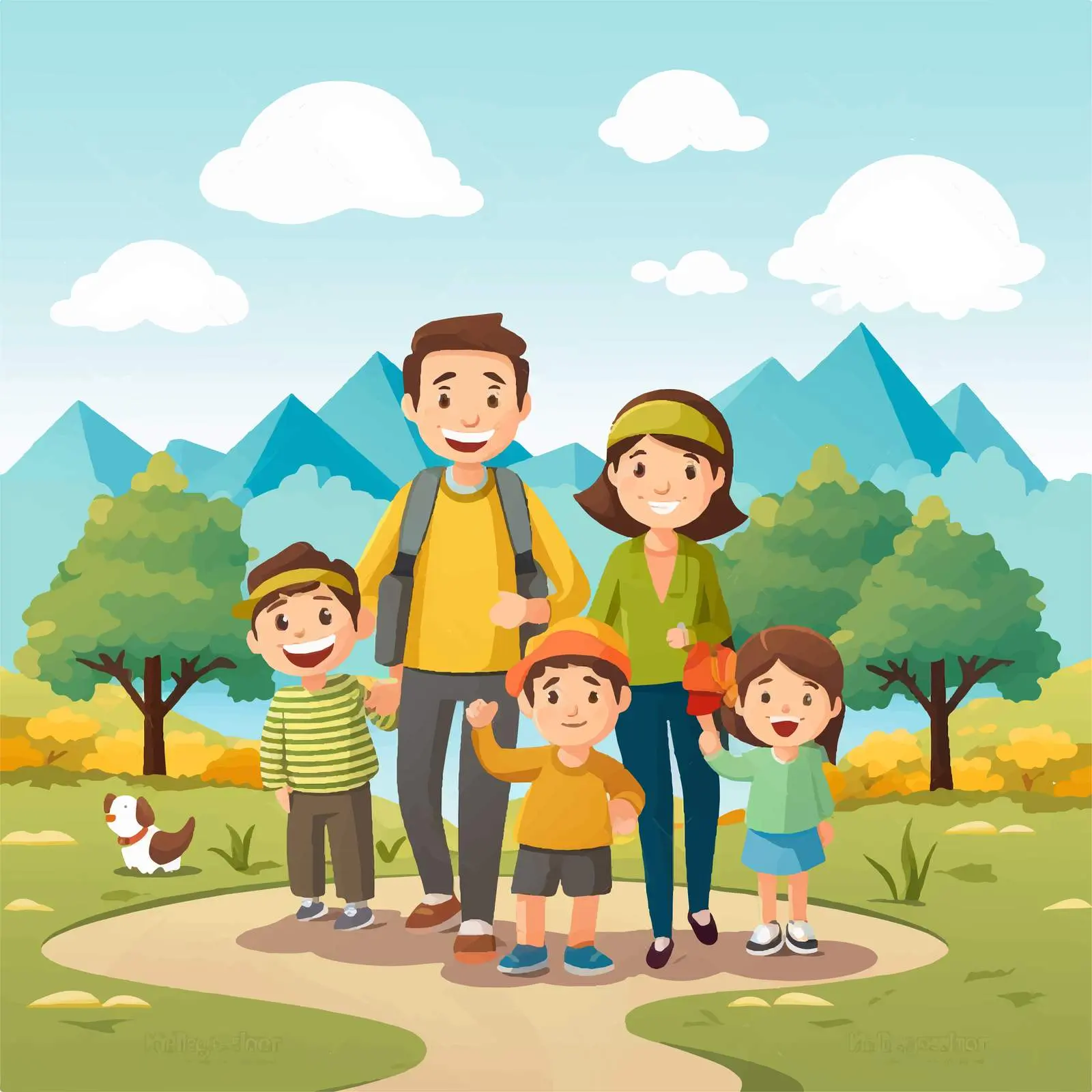 Happy Family Enjoying Outdoor Scene Illustration — free download from Dotvec