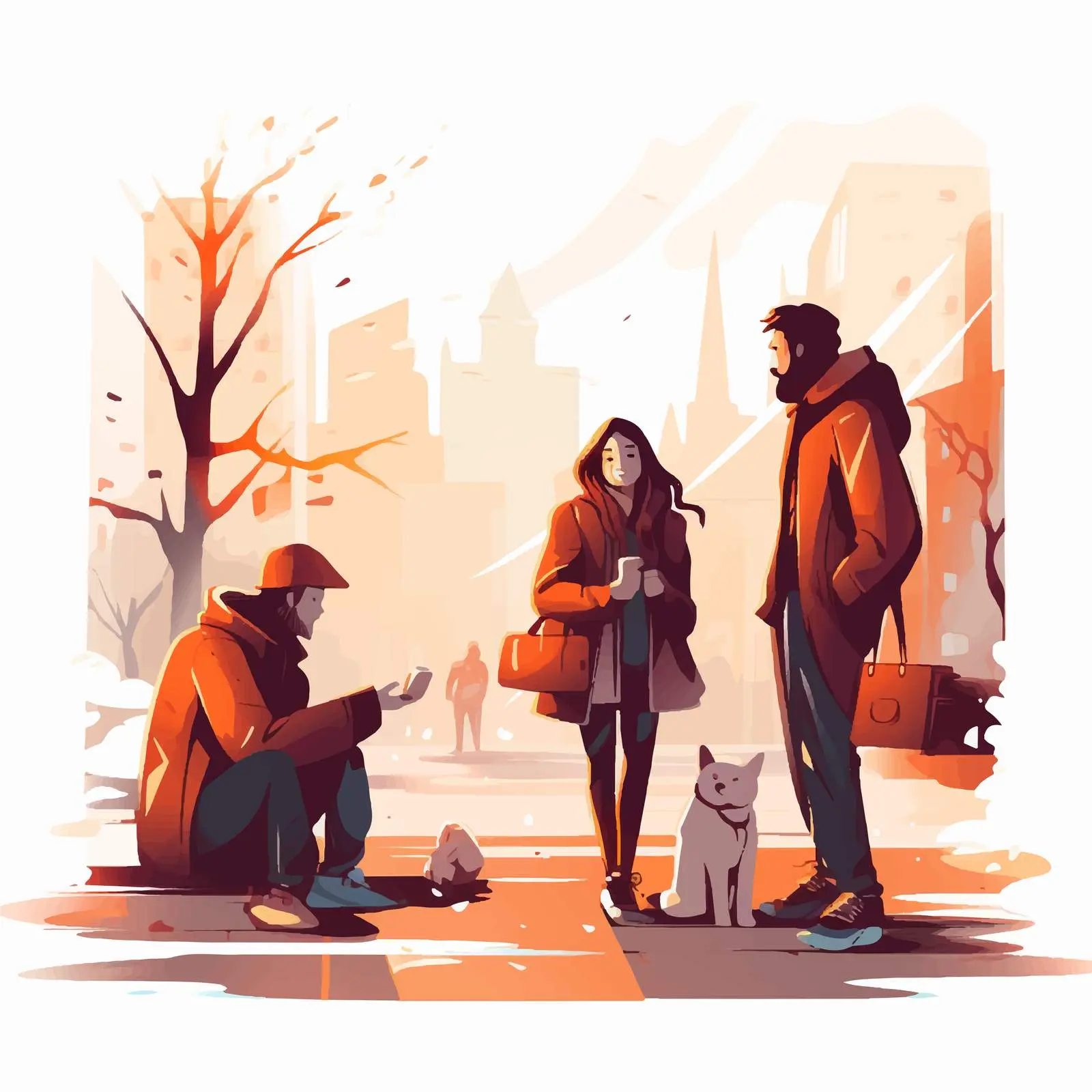 Illustration of Homeless People in Outdoor Scene — free download from Dotvec