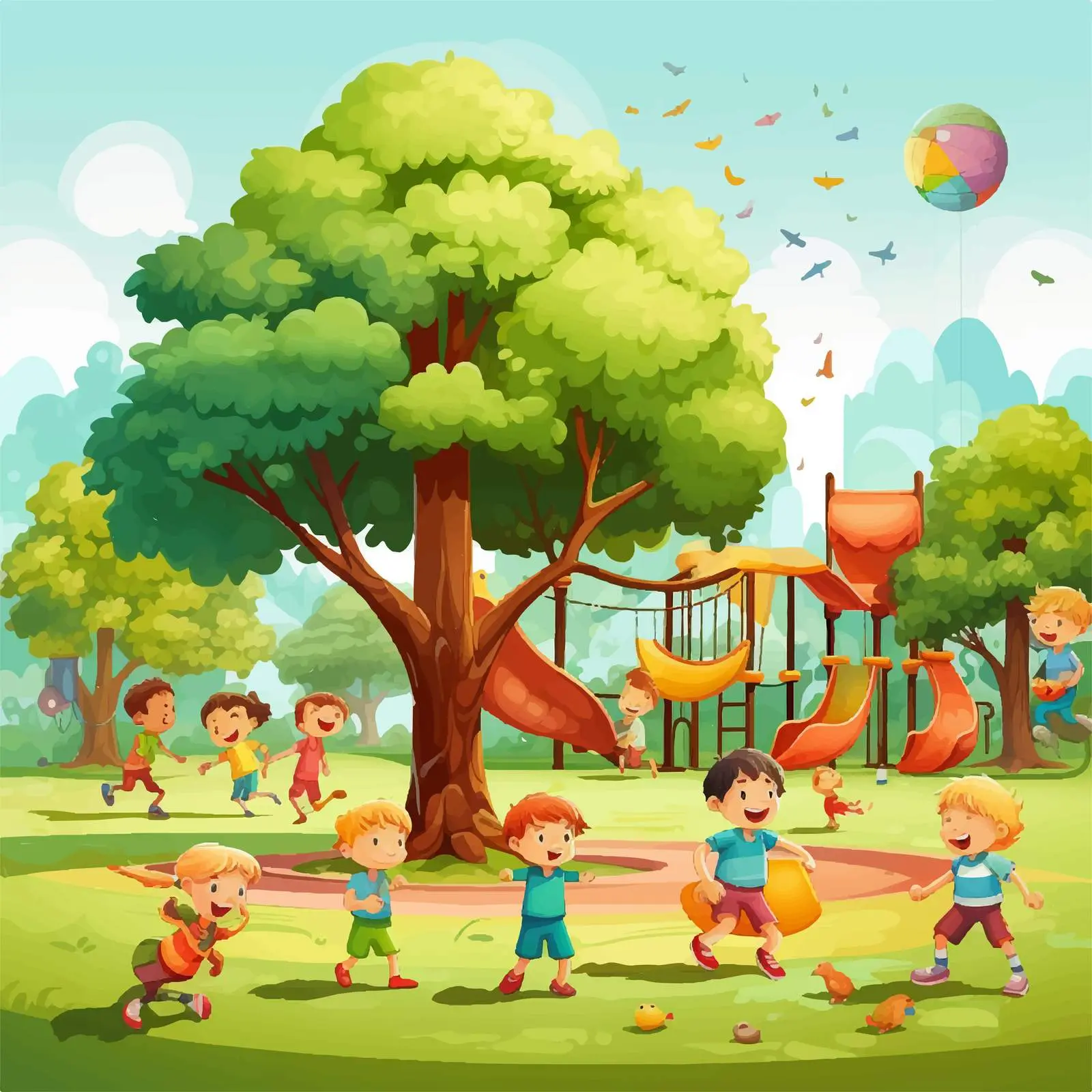 Kids Playing in the Park Illustration — free download from Dotvec