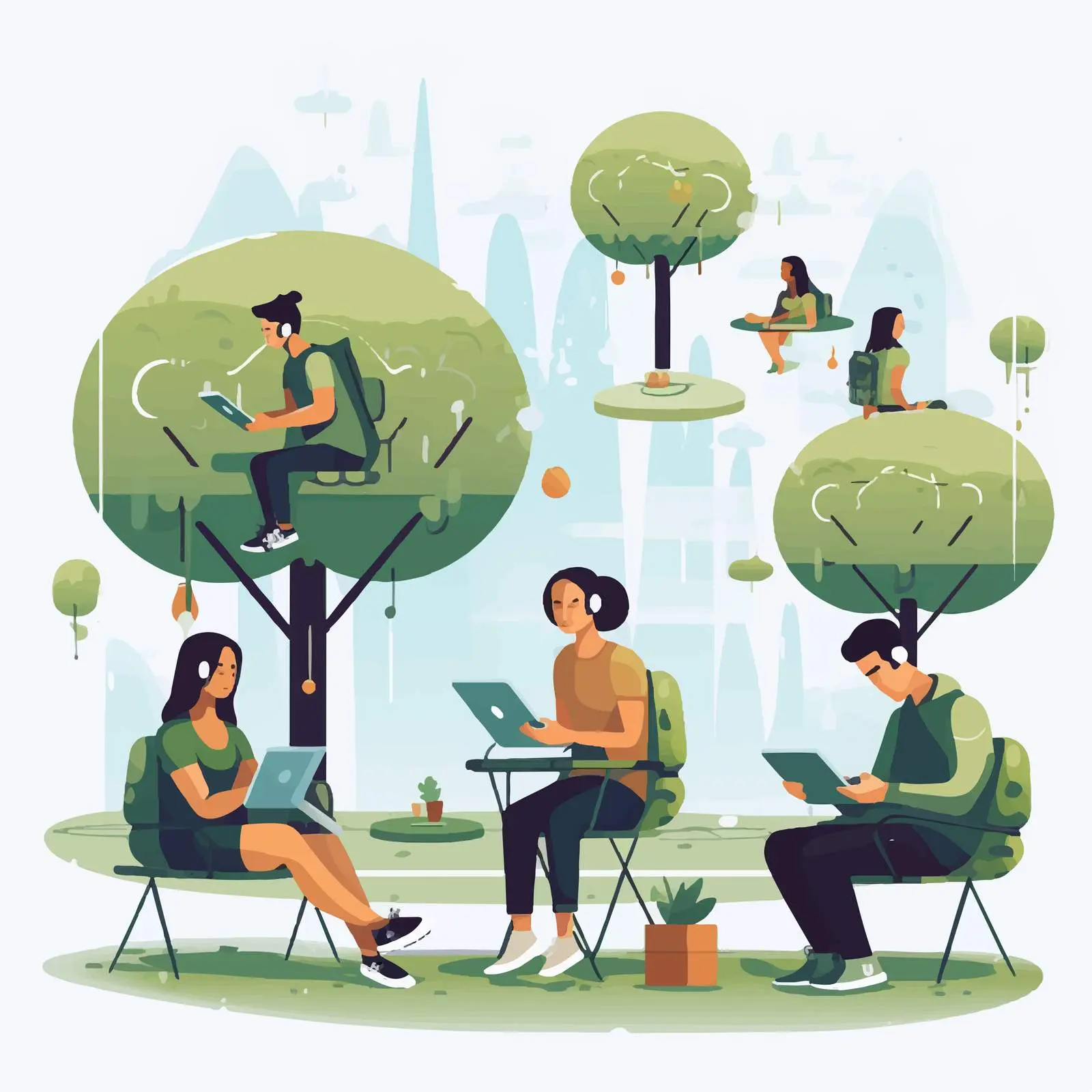 People Using Technology in Outdoor Scene — free download from Dotvec