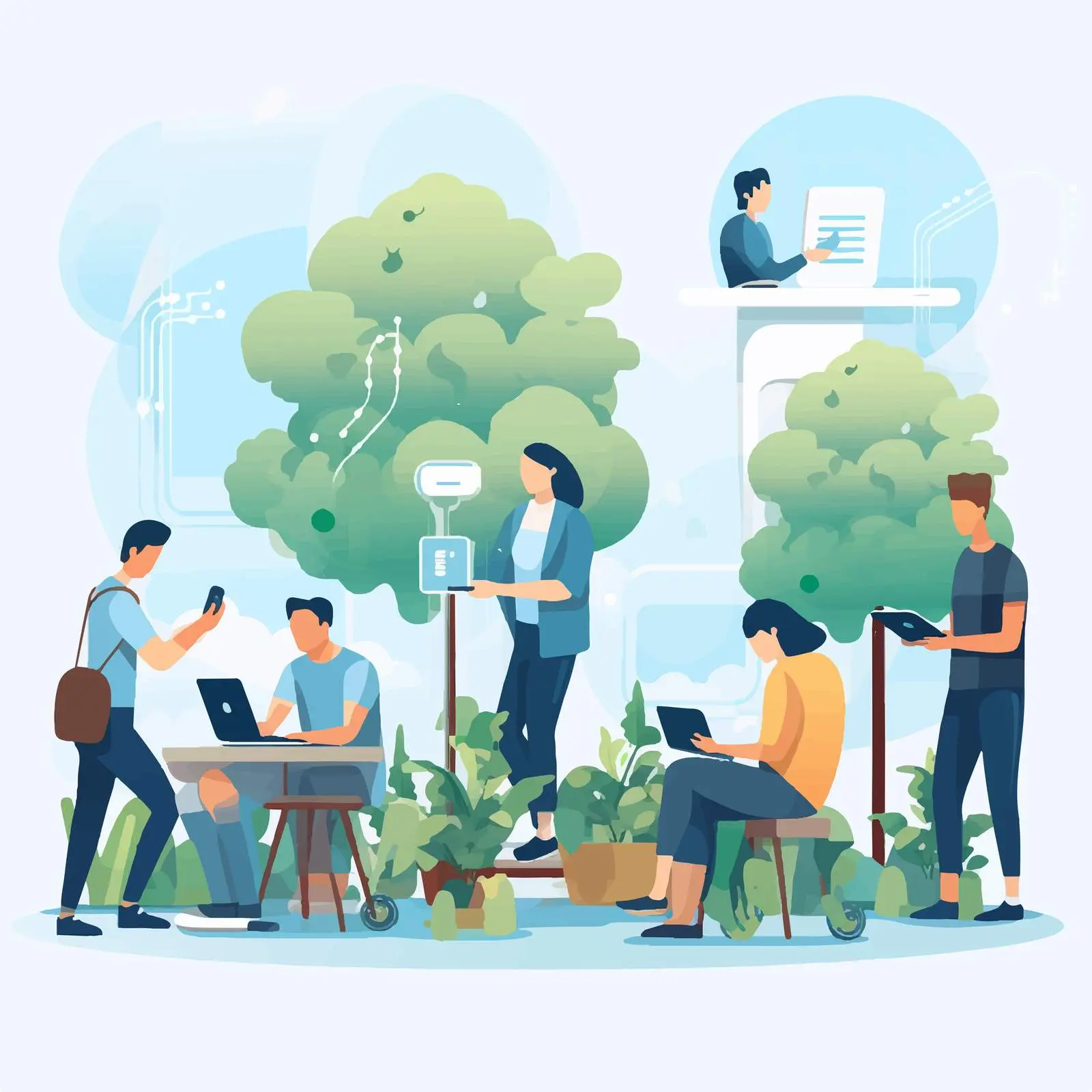 People Engaging with Technology in Outdoor Scene — free download from Dotvec