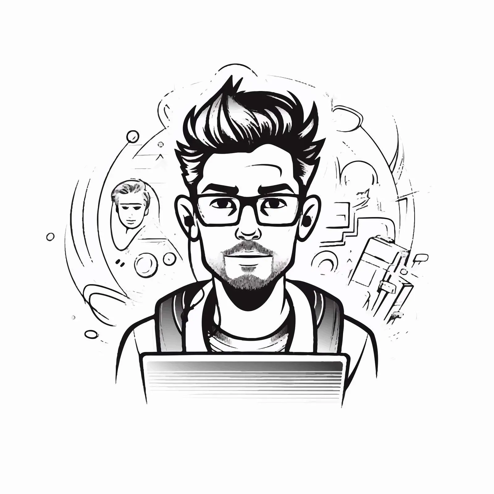Outline Avatar Icon for Internet Communication Workflow — free download from Dotvec
