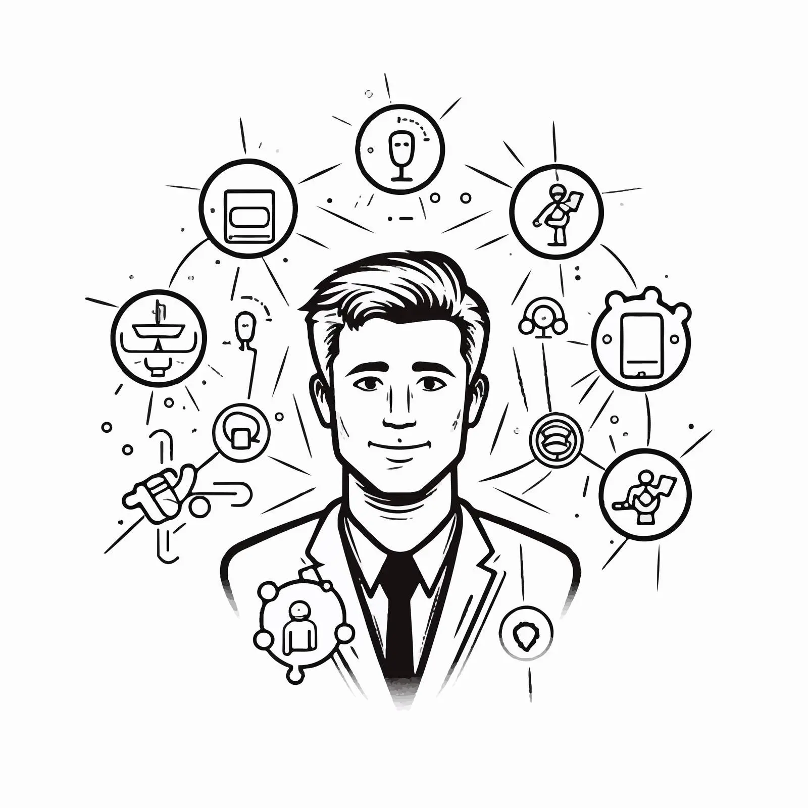 Outline Avatar Icon for Internet Communication Workflow – free analytics image from Dotvec