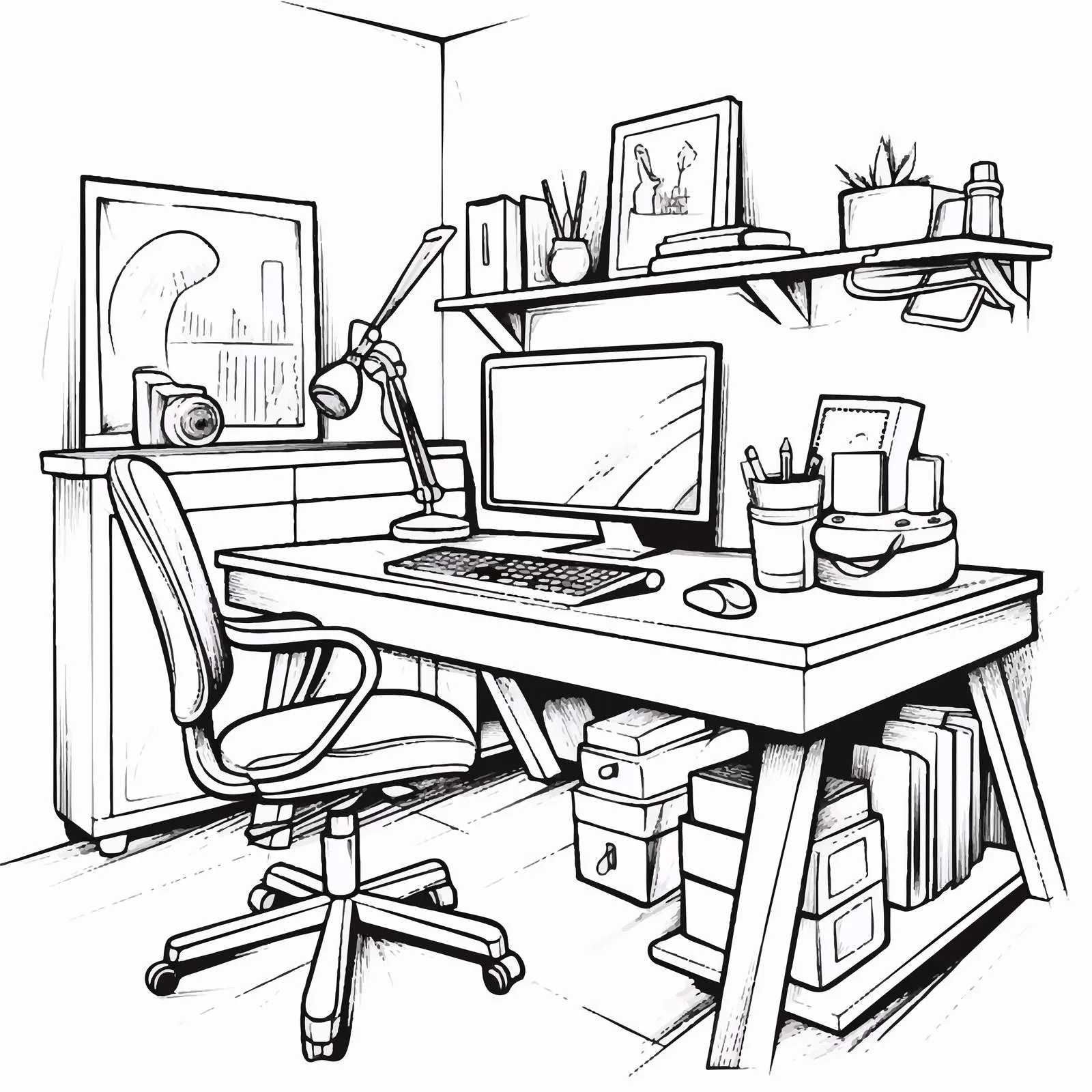 Modern Creative Workspace Illustration – free synergy image from Dotvec