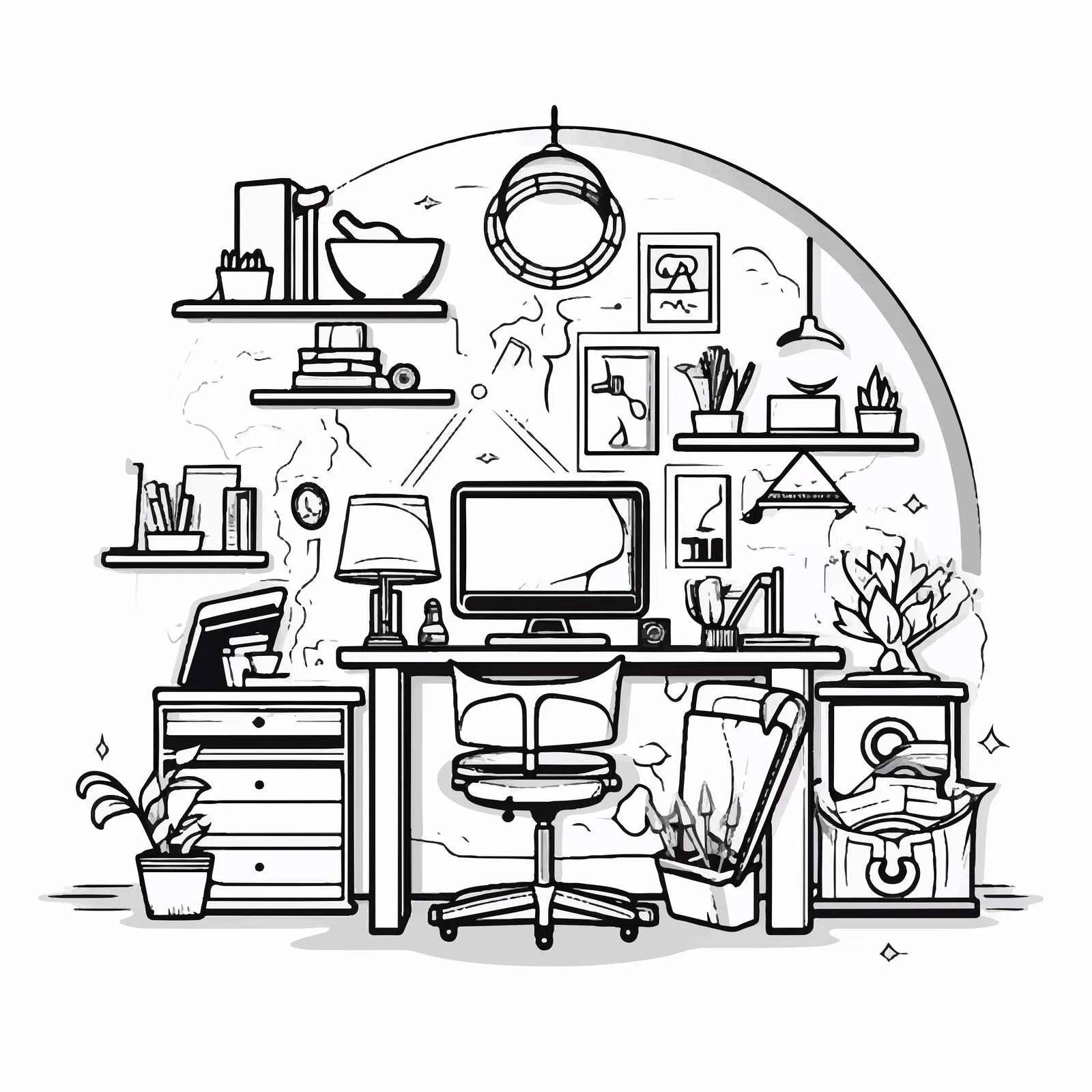 Modern Creative Workspace Illustration — free download from Dotvec