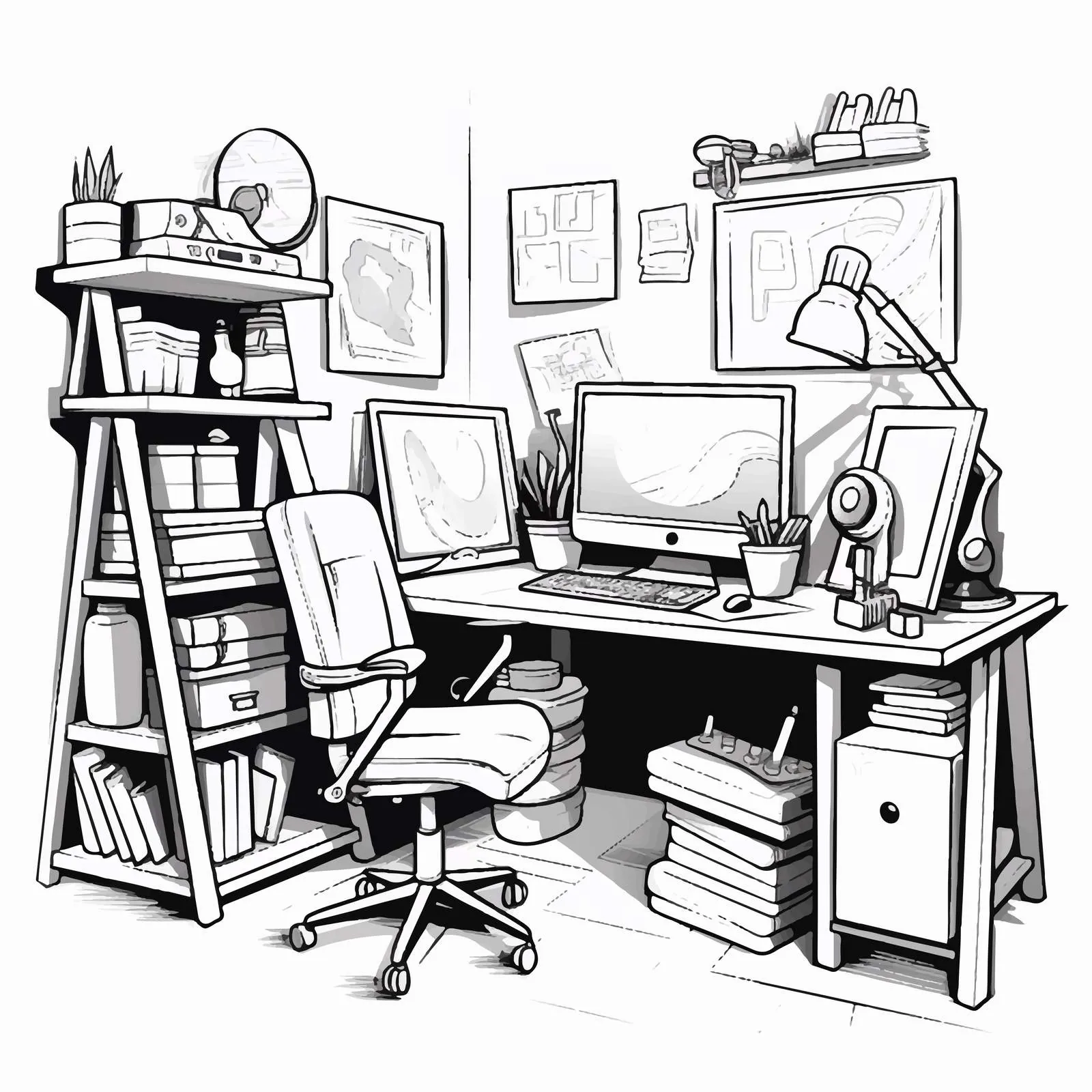 Modern Creative Workspace Illustration – free creative professional image from Dotvec
