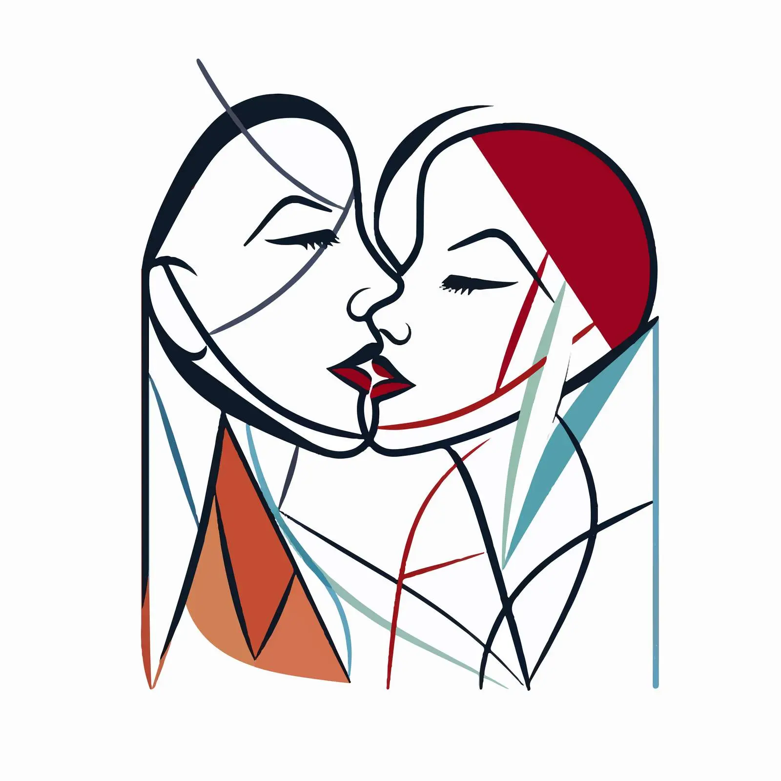 One Line Drawing of Kiss Symbol Love — free download from Dotvec