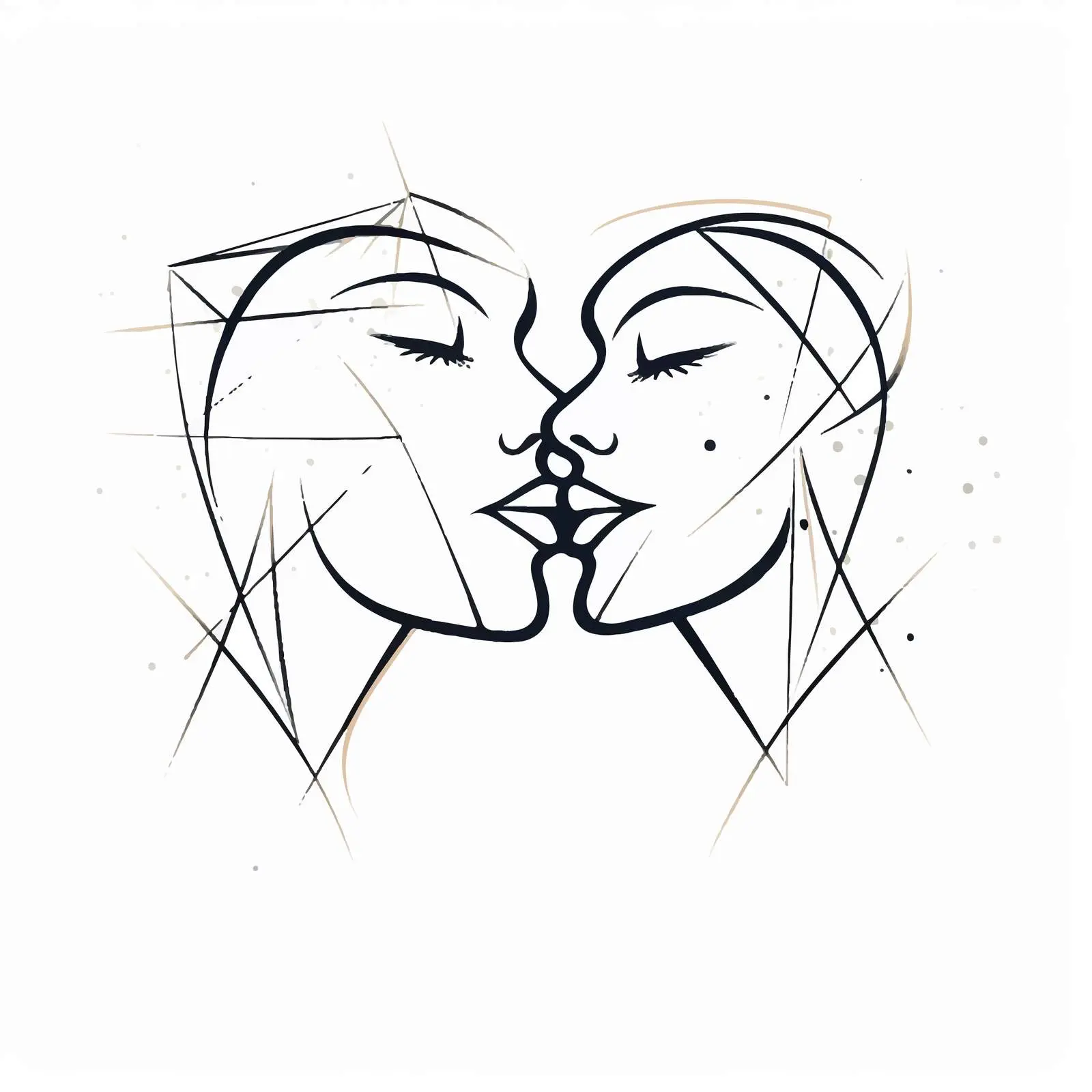 Minimalist Kiss Symbol One Line Drawing – free love icon image from Dotvec