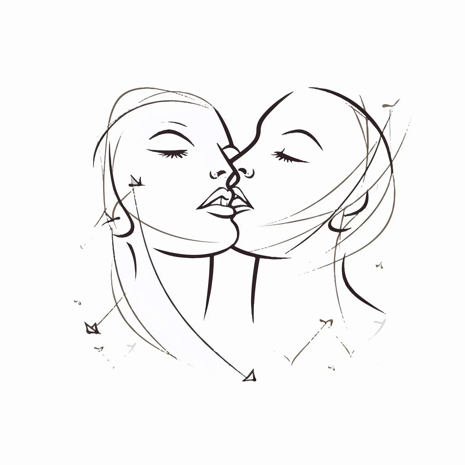 One Line Drawing of Kiss Symbol in Love – free love icon image from Dotvec