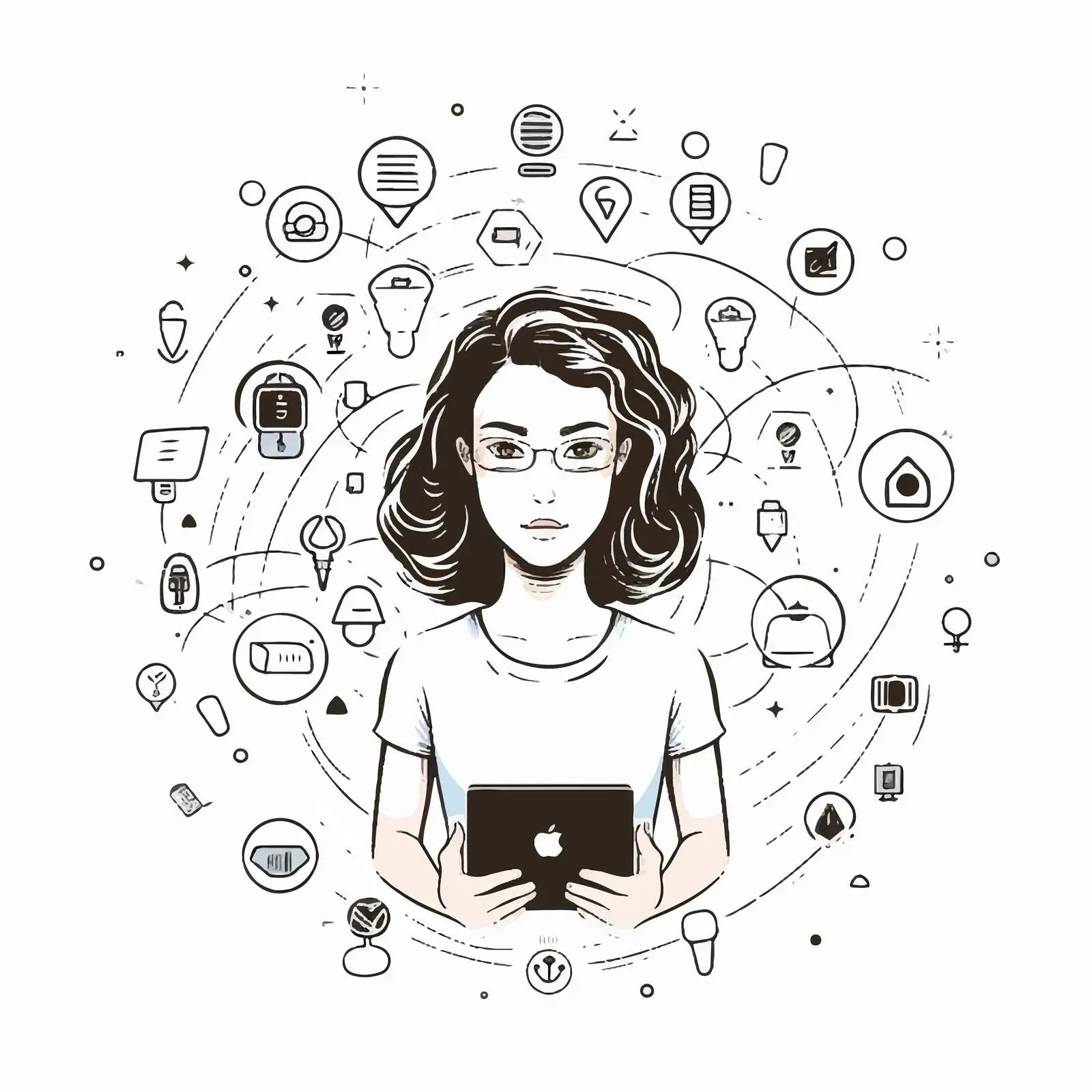 Outline Portrait Avatar Icon for Communication Workflow — free download from Dotvec