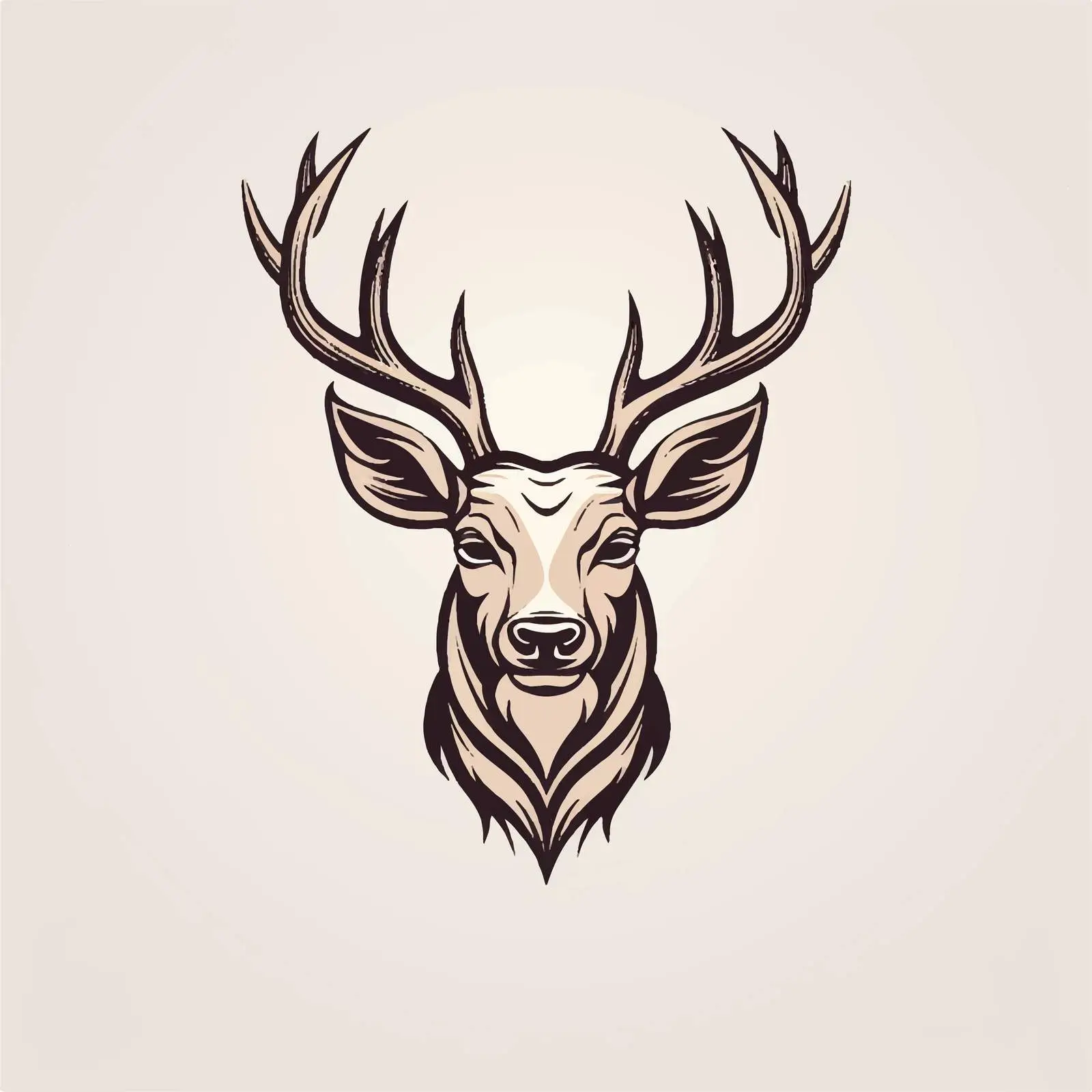 Elegant Male Red Deer Stag Outline Portrait — free download from Dotvec