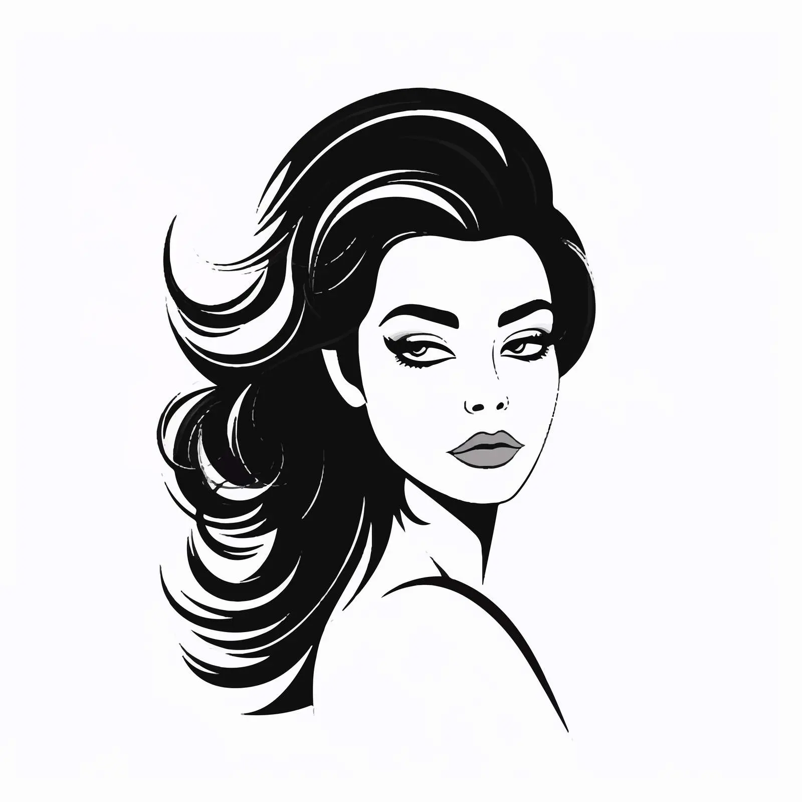 Girl Silhouette with Beautiful Eyebrows and Hair — free download from Dotvec