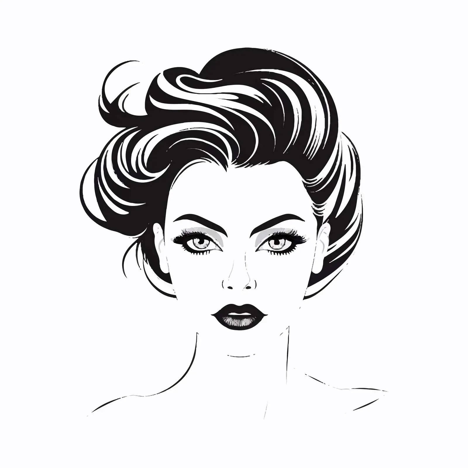 Silhouette of Girl with Beautiful Eyebrows and Hair – free female silhouette image from Dotvec