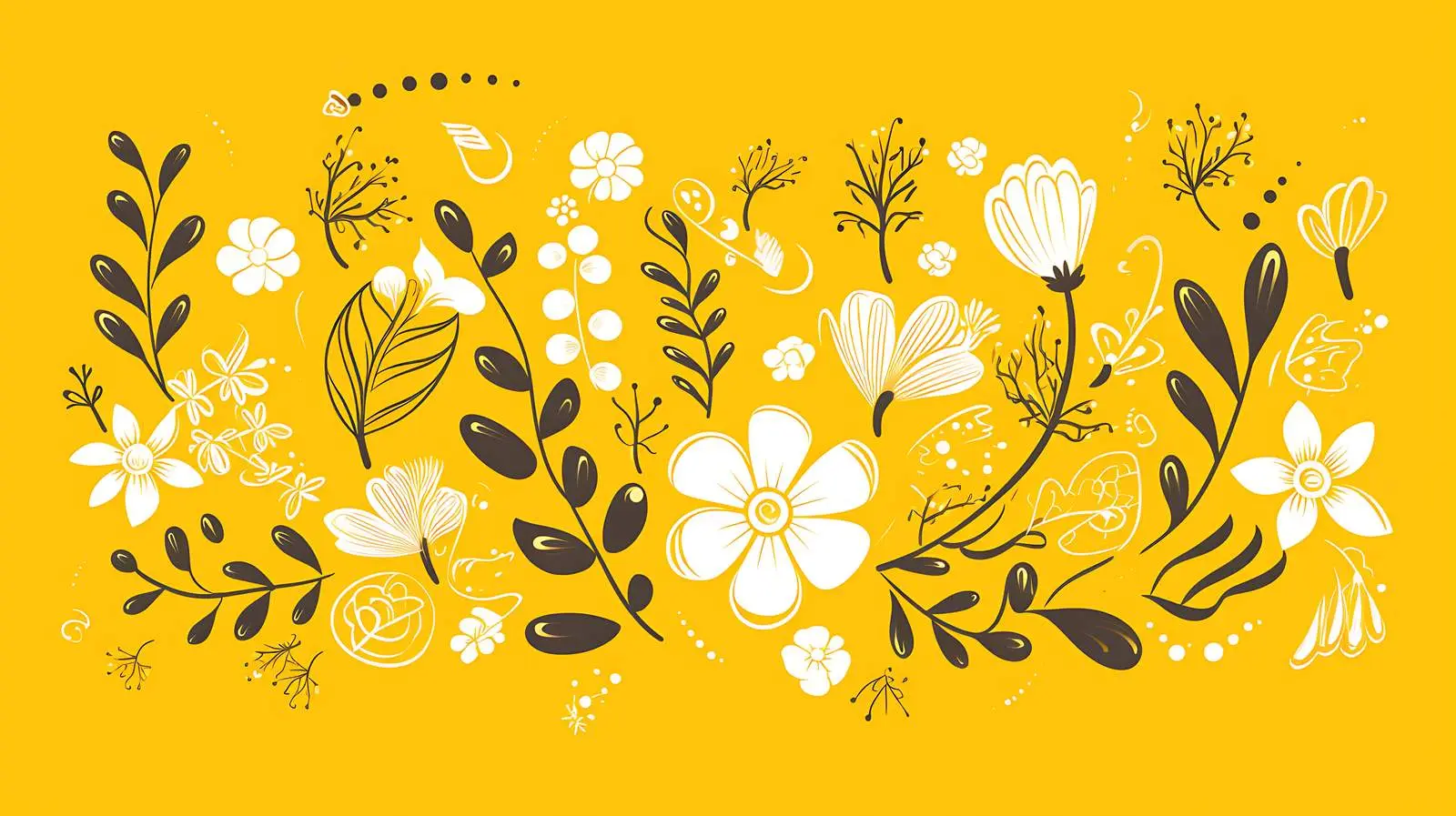 Stylized Line Art Leaves and Flowers — free download from Dotvec