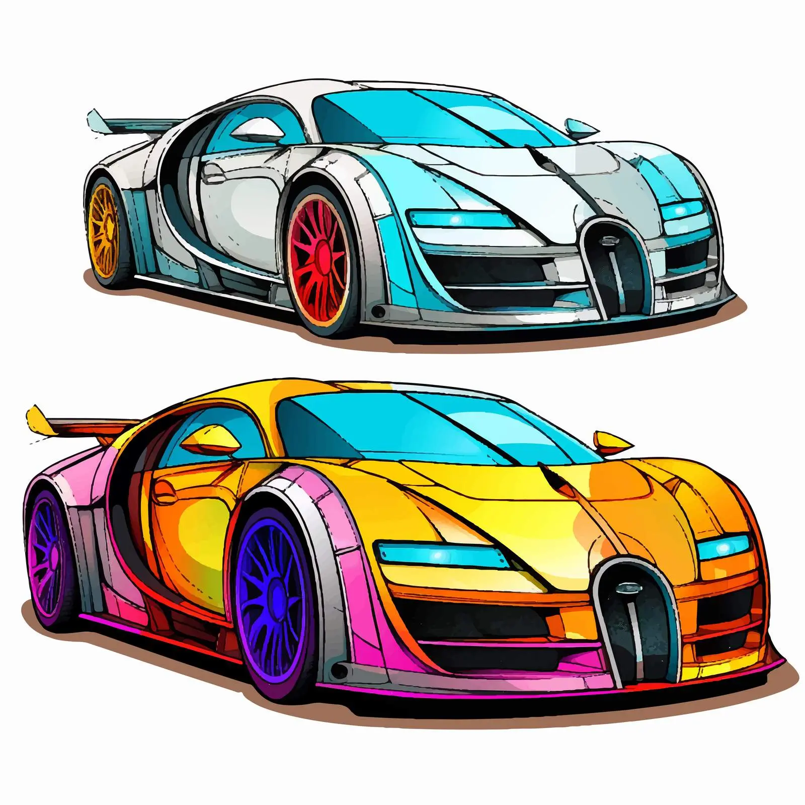 Car Transformation Outline to Colored Vector — free download from Dotvec