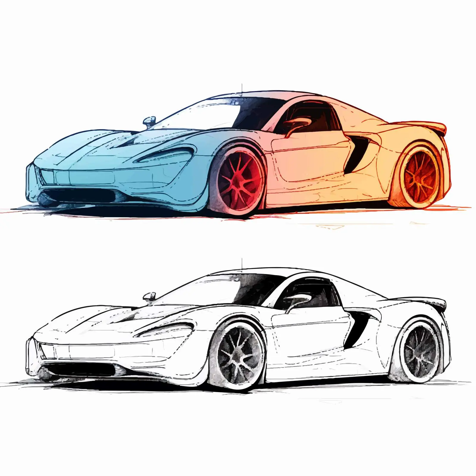 Colored Vector Transformation of a Car – free car silhouette image from Dotvec
