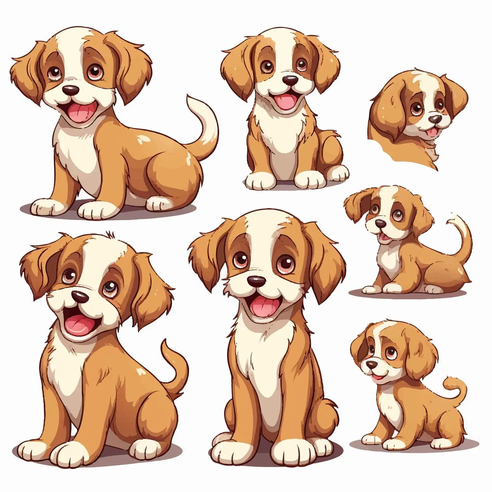 Cute Puppy Outlined and Colored Vector Illustration — free download from Dotvec